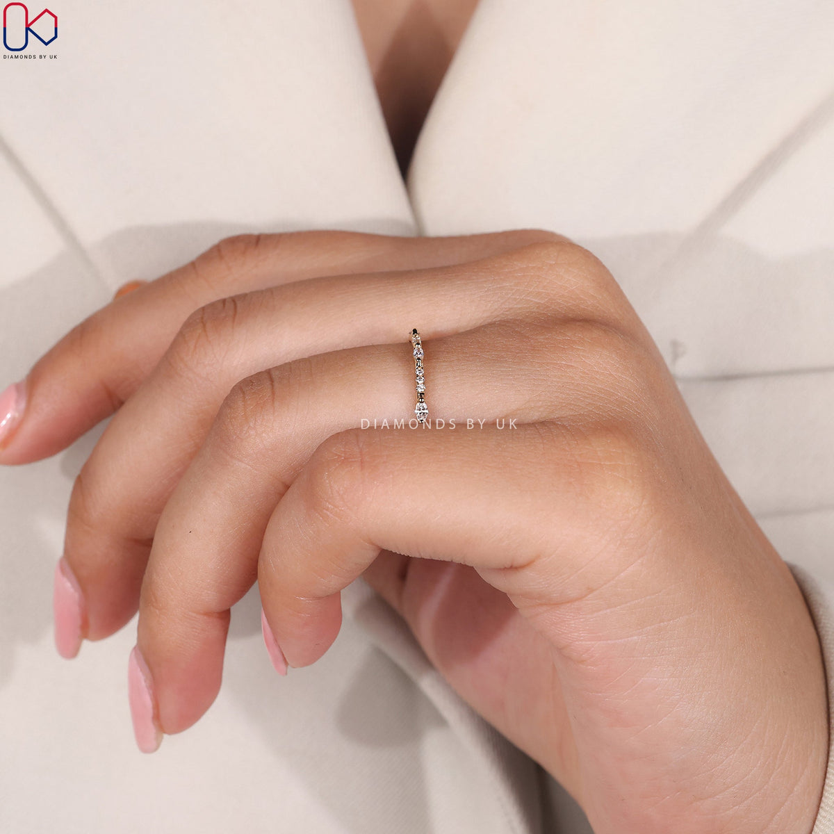 Marquise And Round Cut Yellow Gold Wedding Band