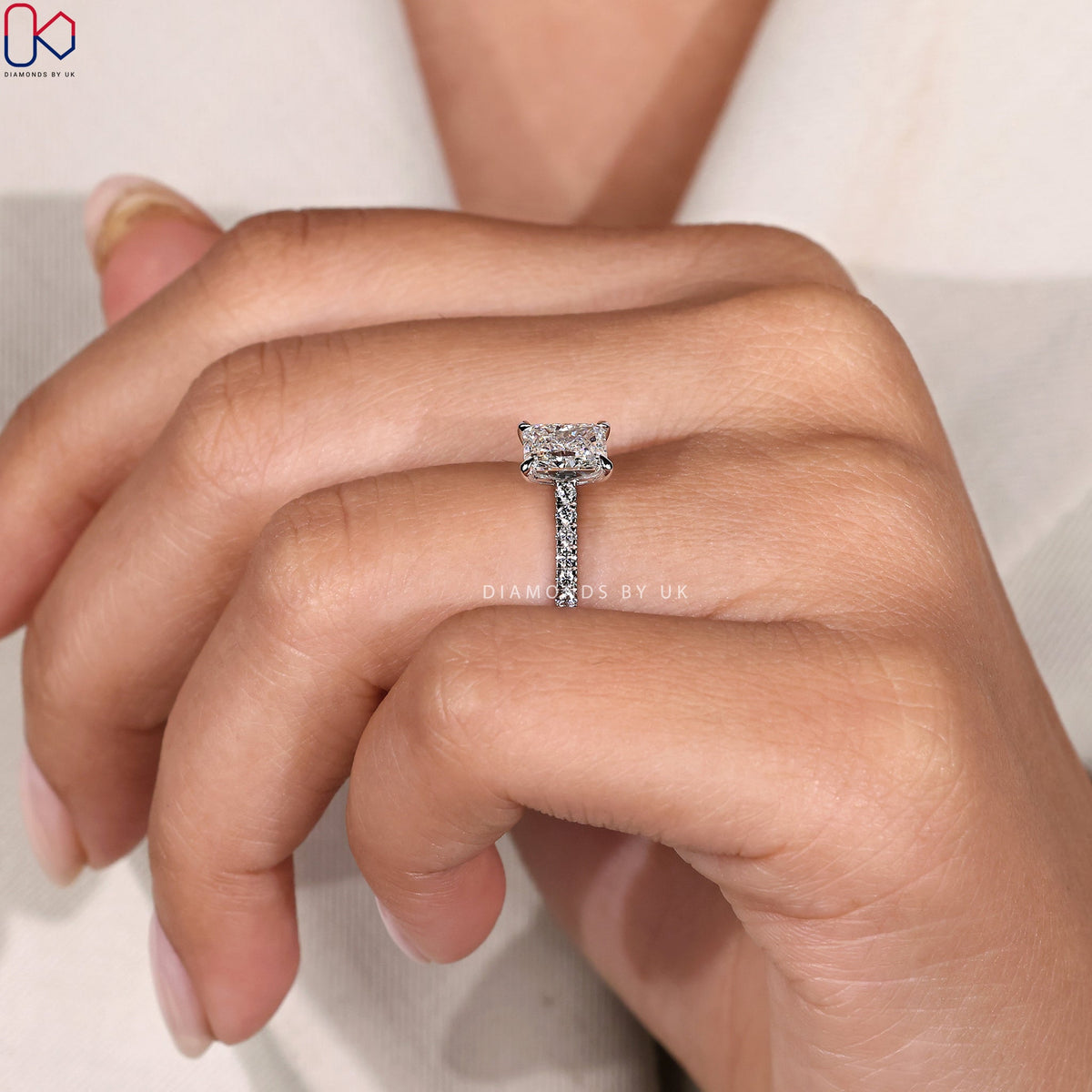 Radiant Cut Engagement Ring In Pave Setting