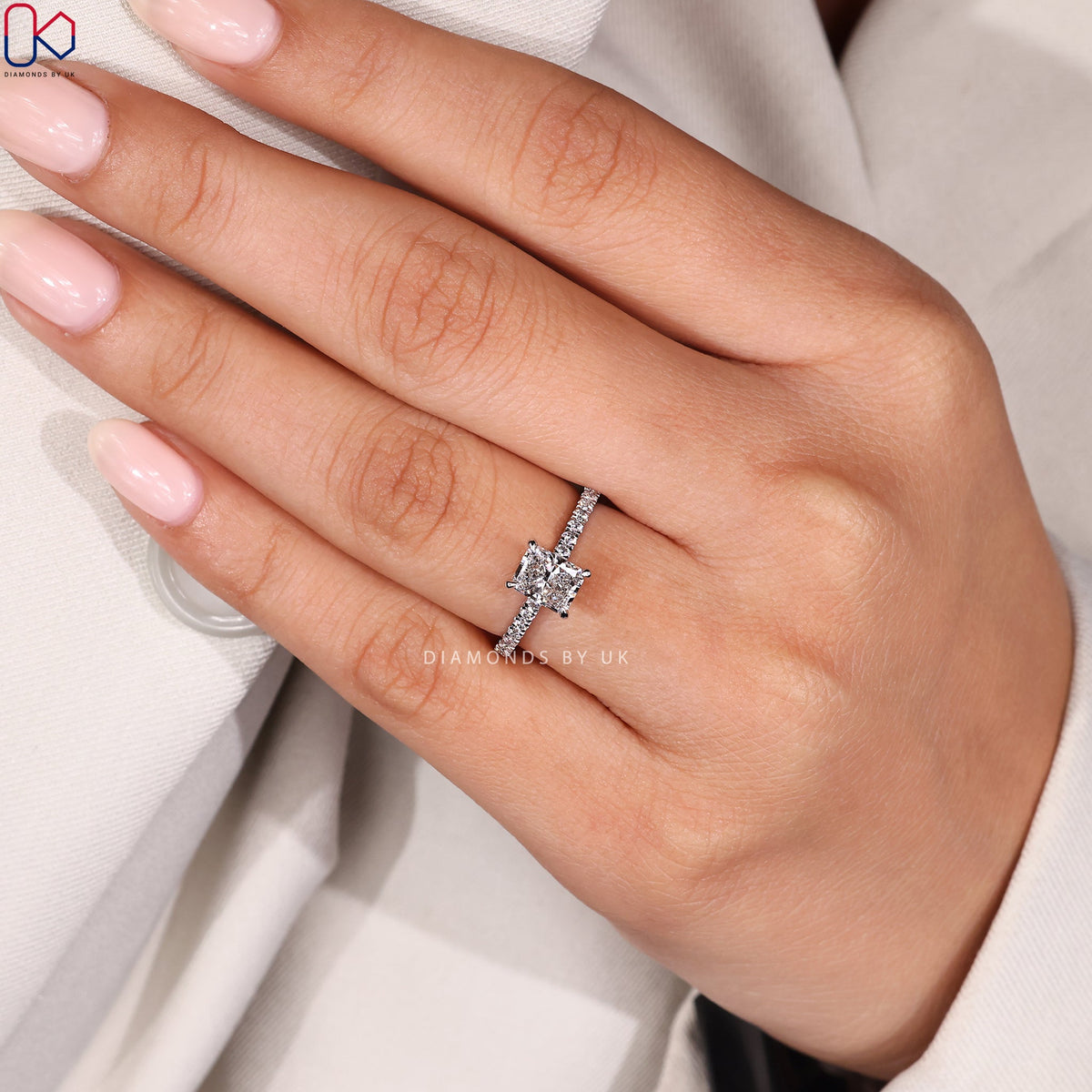 Radiant Cut Engagement Ring In Pave Setting