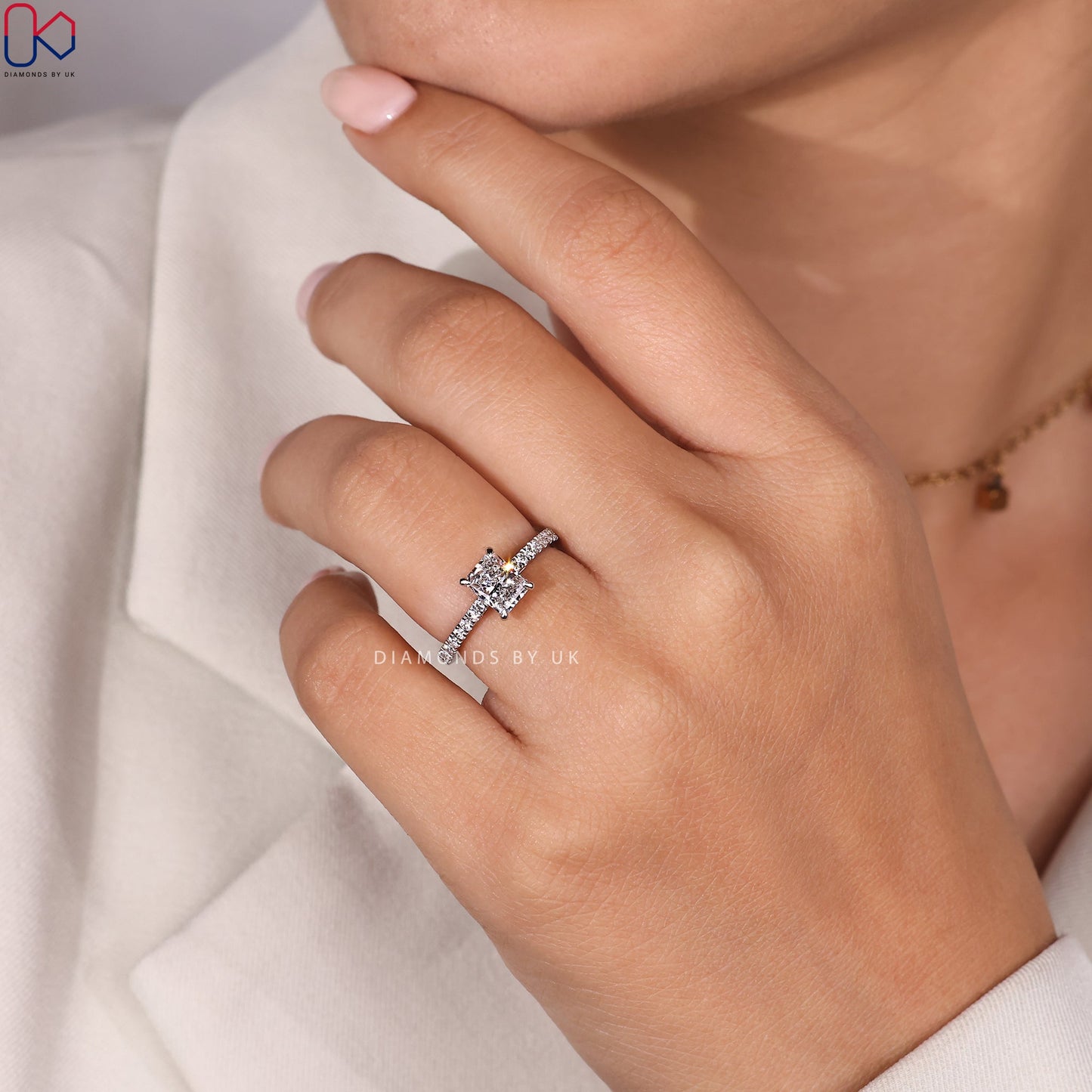Radiant Cut Engagement Ring In Pave Setting