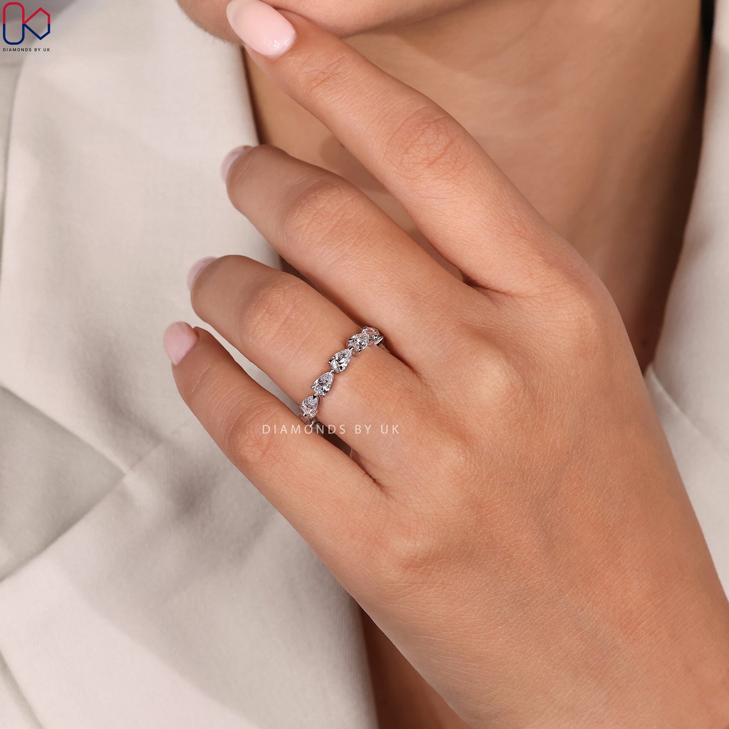Full Eternity Pear Shaped Diamond Band