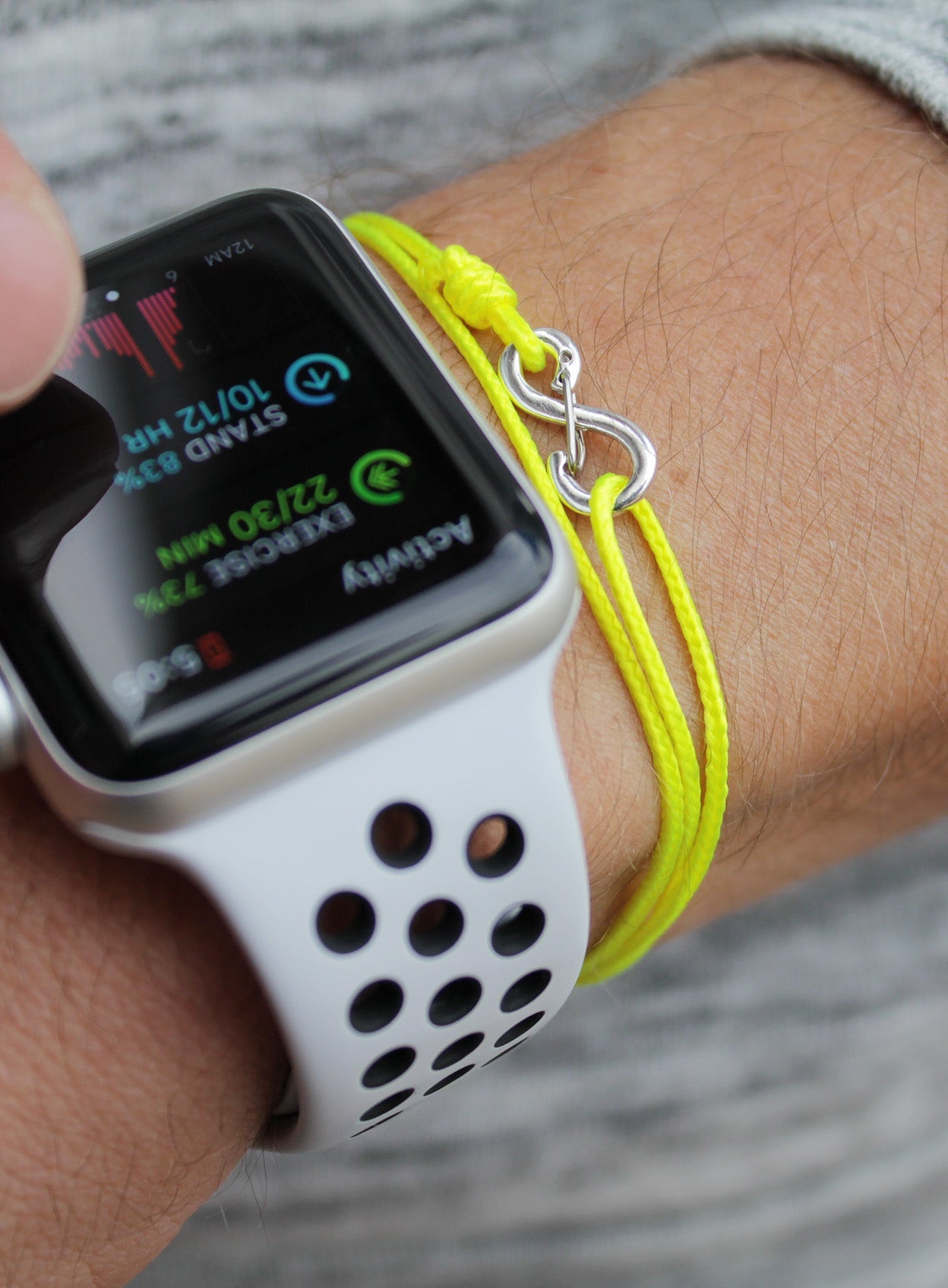 FINAL SALE Infinity Bracelet - Neon Yellow cord men's bracelet with silver clasp