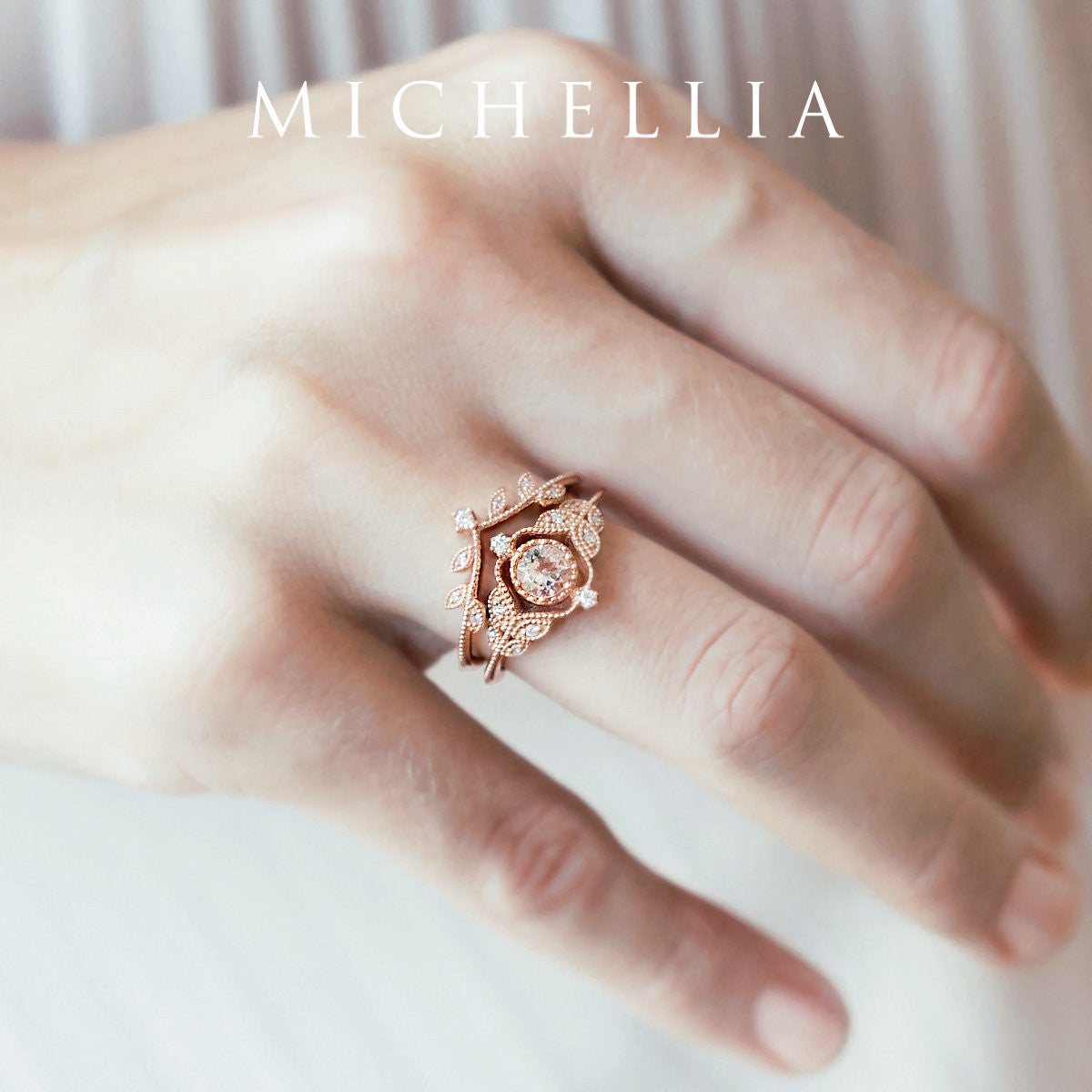 [Adeline] Vintage Rose Ring in Morganite