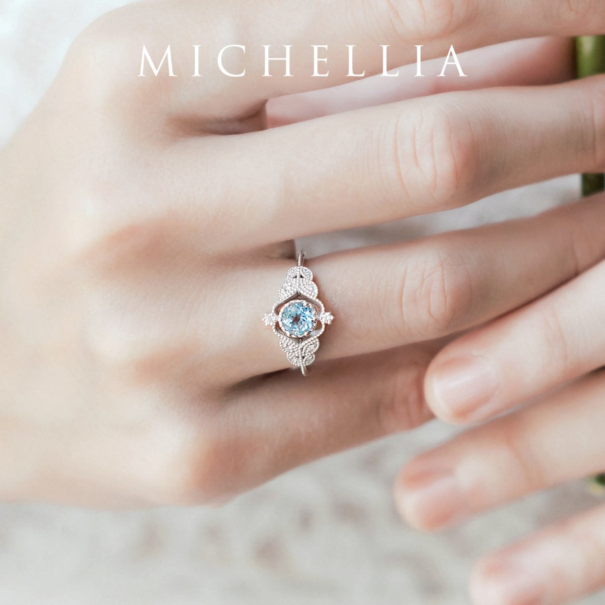 [Adeline] Vintage Rose Engagement Ring in Diamond / Moissanite