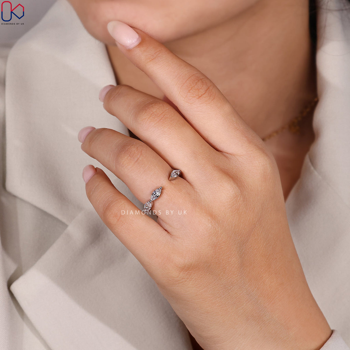 Marquise Diamond Wedding Band In White Gold