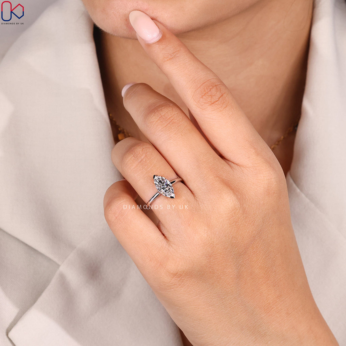 Marquise Cut Engagement Ring In Solitaire Setting