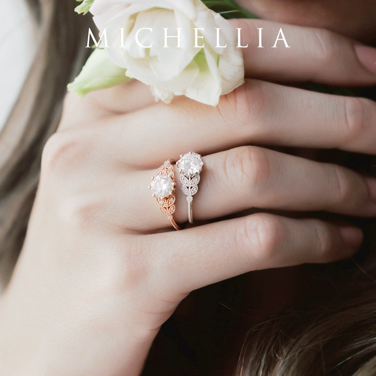 [Kerensa] Classic Floral Engagement Ring in Opal