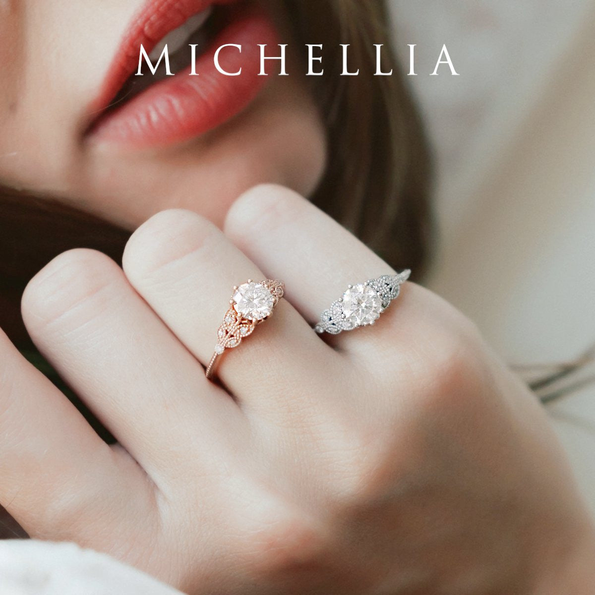 [Kerensa] Classic Floral Engagement Ring in Aquamarine