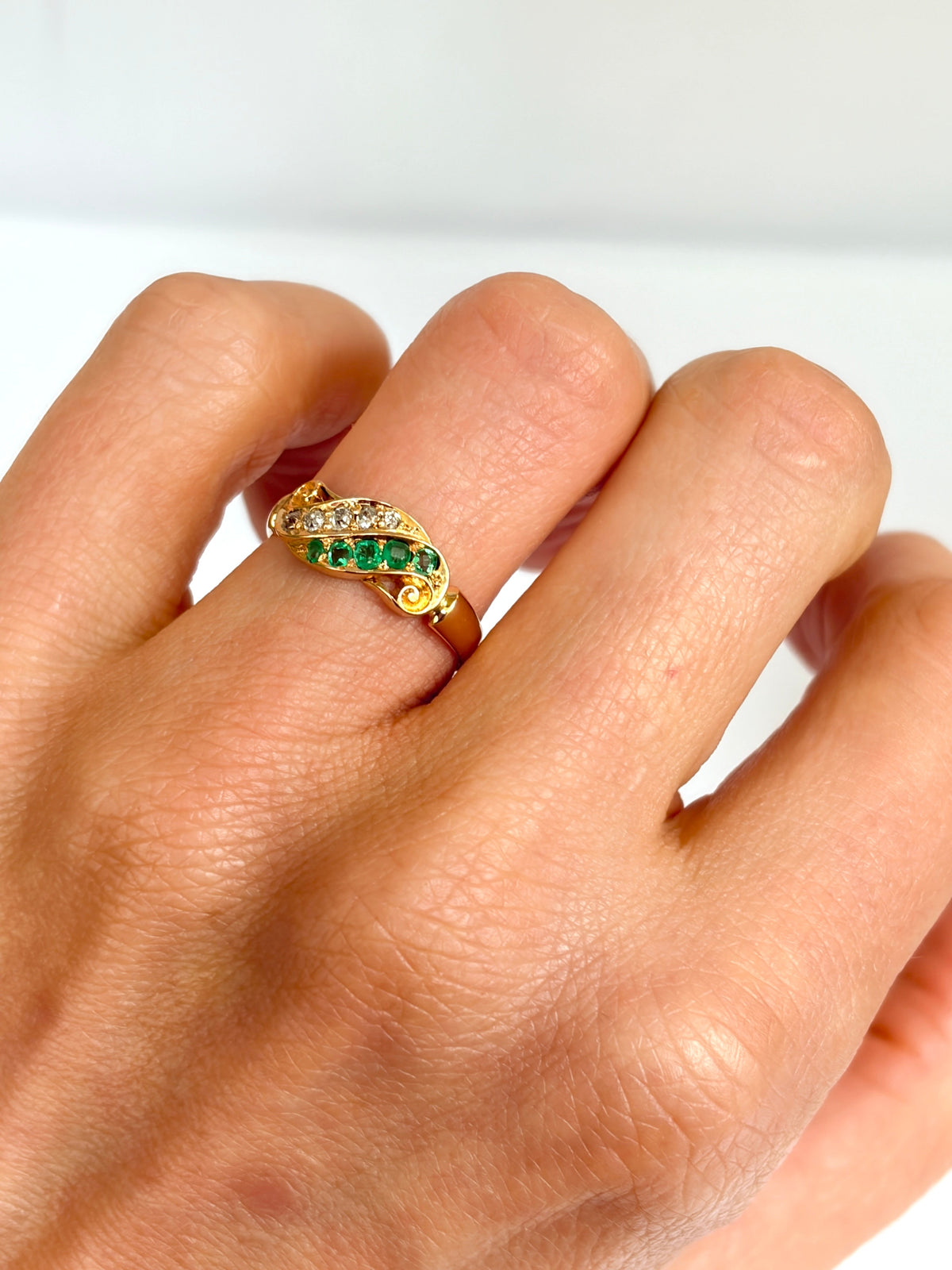 Edwardian, 18ct Gold, Emerald and Diamond Ring