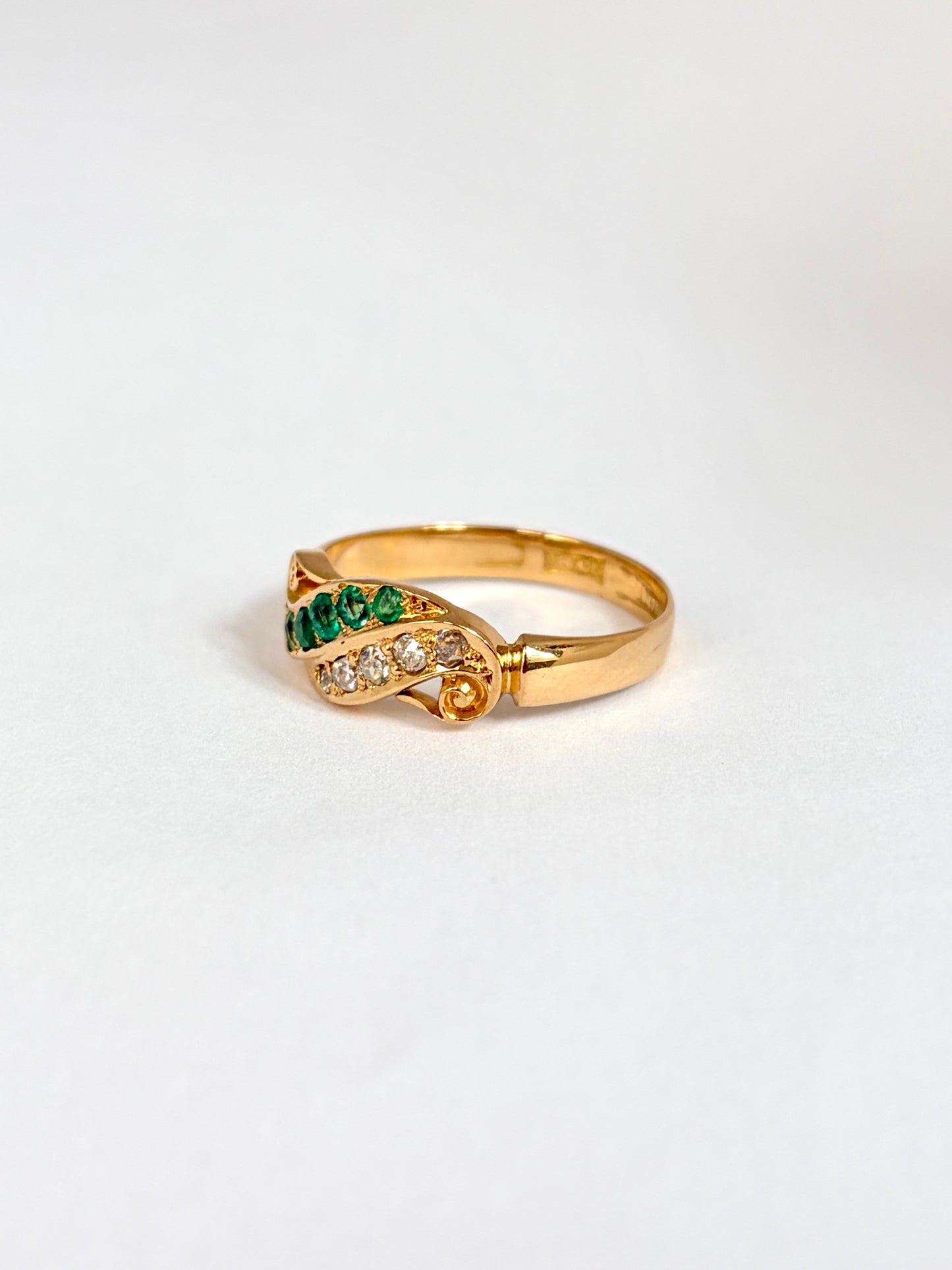 Edwardian, 18ct Gold, Emerald and Diamond Ring