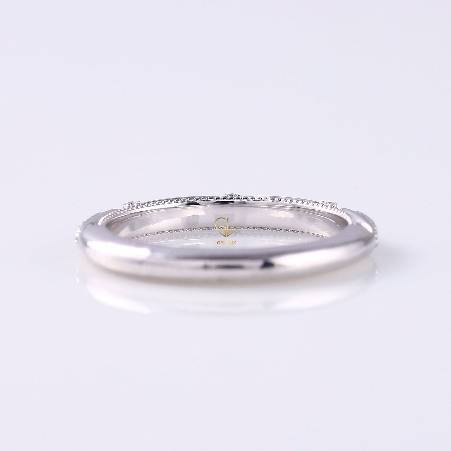 Lab Grown Vintage Art Deco Milgrain Wedding Band