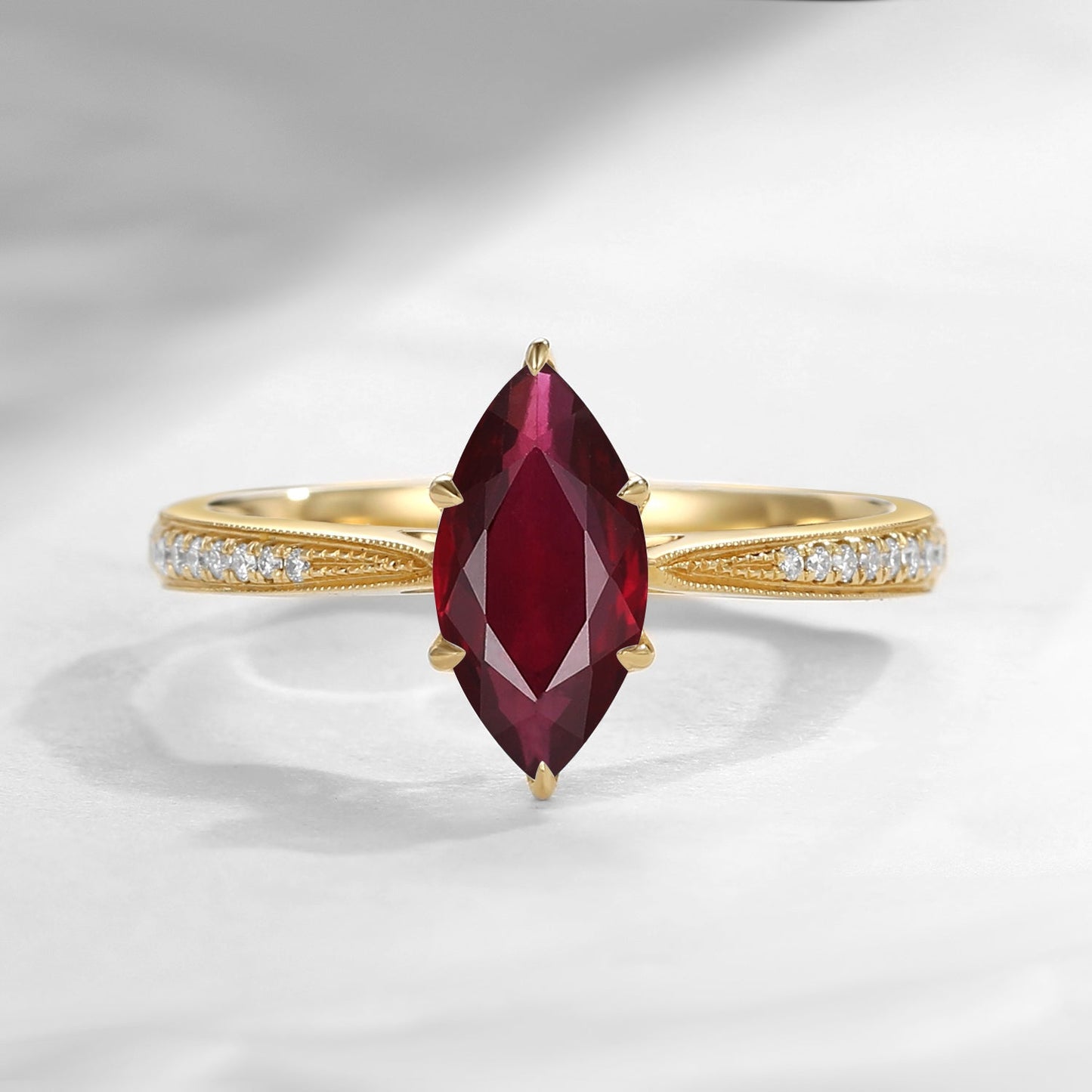 Antique Marquise Natural Ruby Engagement Ring