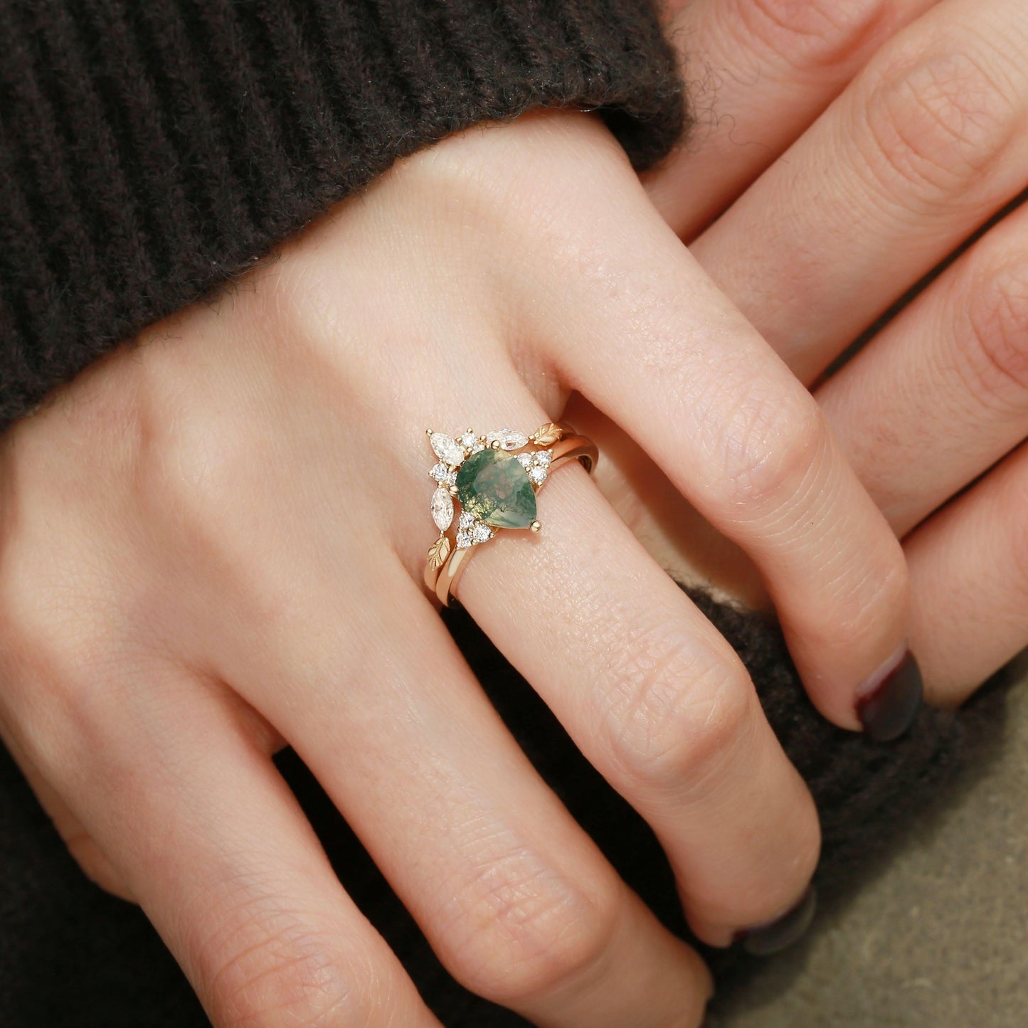 Cassandra’s Wildwood | Moss Agate Chevron Bridal Duo
