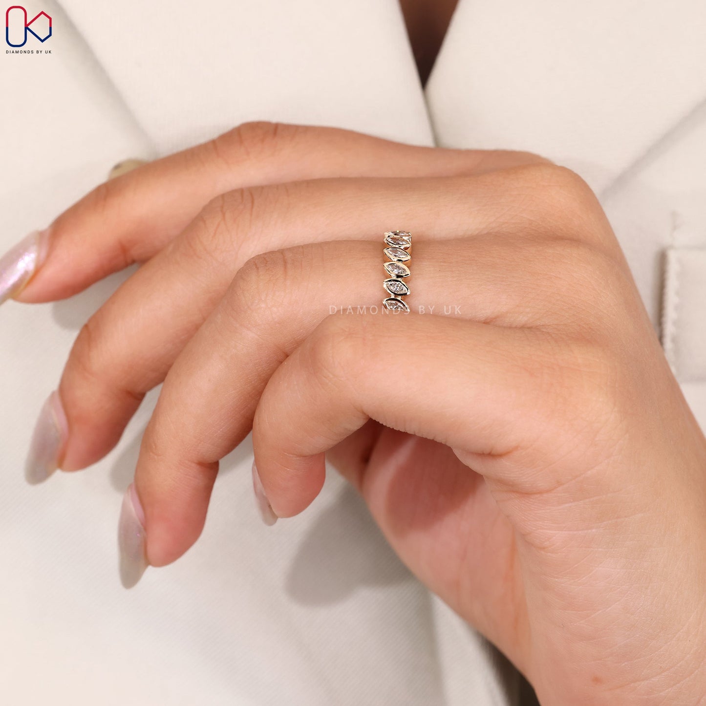 Marquise Cut Bezel Set Diamond Band