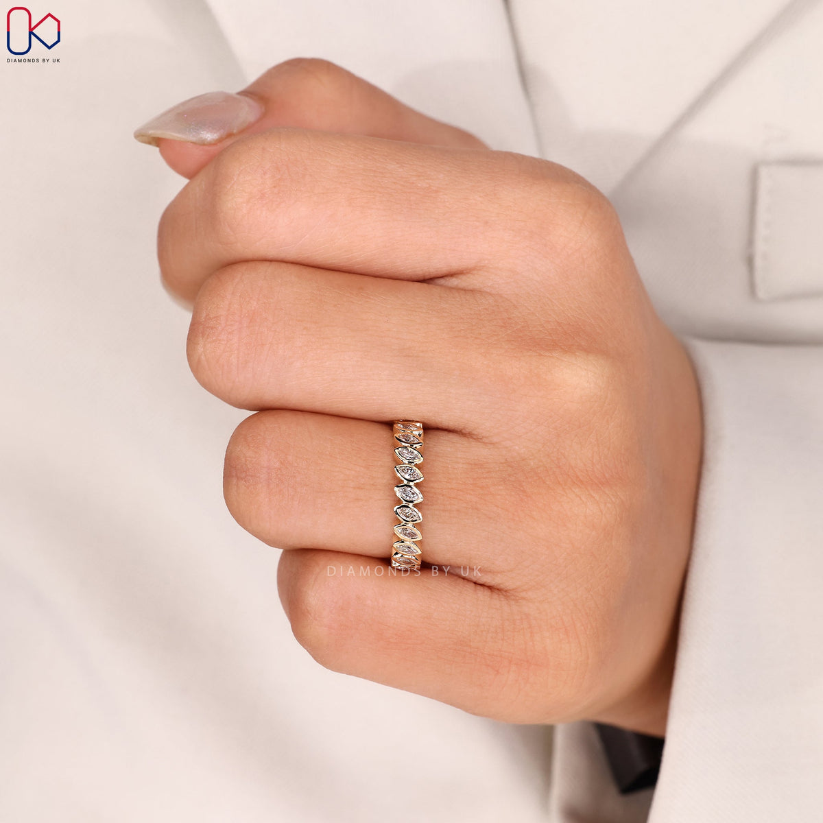 Marquise Cut Bezel Set Diamond Band