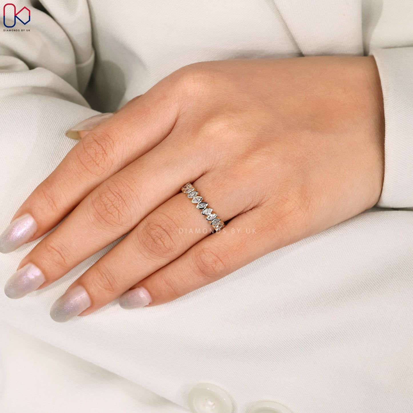 Marquise Cut Bezel Set Diamond Band