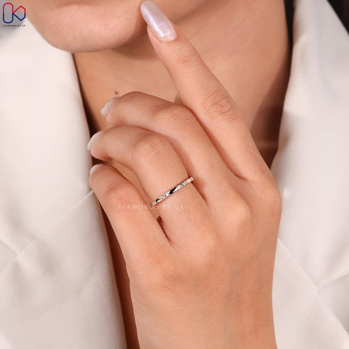 Round Diamond Gypsy Set Wedding Band