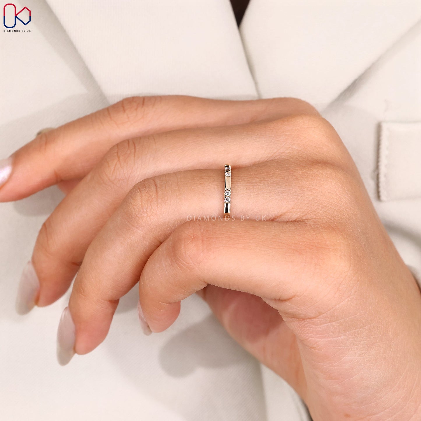 Round Diamond Gypsy Set Wedding Band