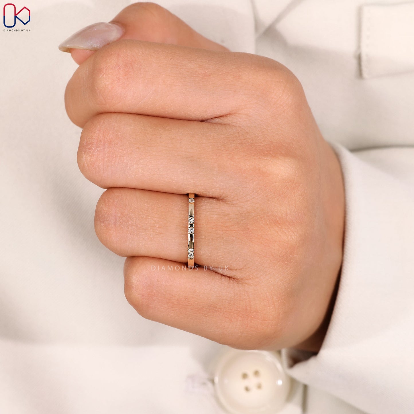 Round Diamond Gypsy Set Wedding Band