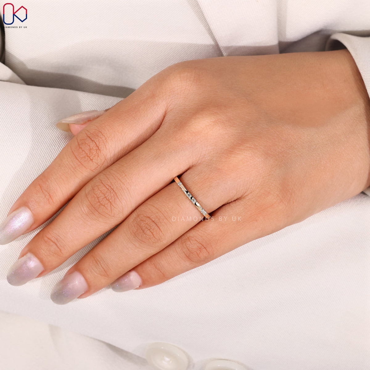 Round Diamond Gypsy Set Wedding Band