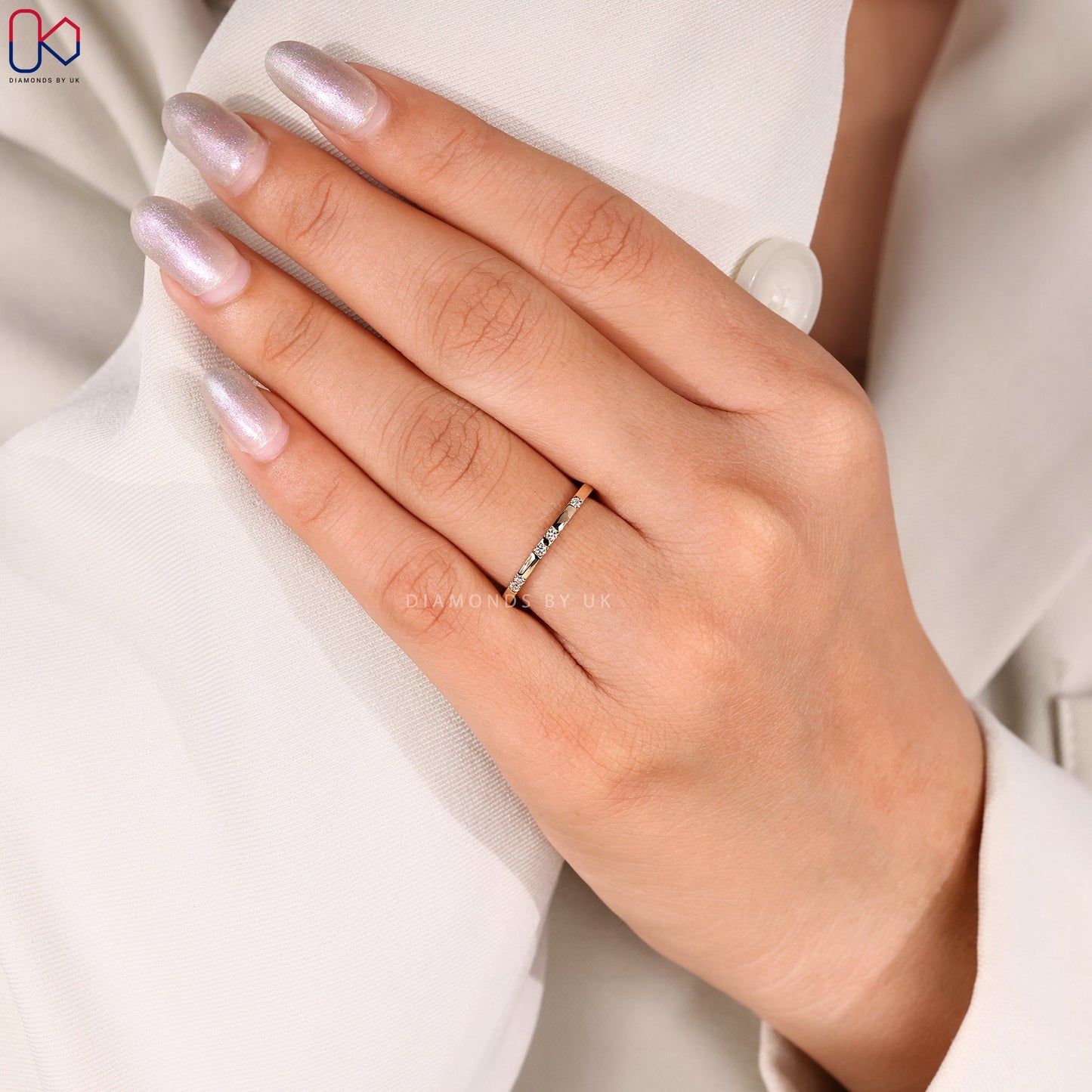 Round Diamond Gypsy Set Wedding Band