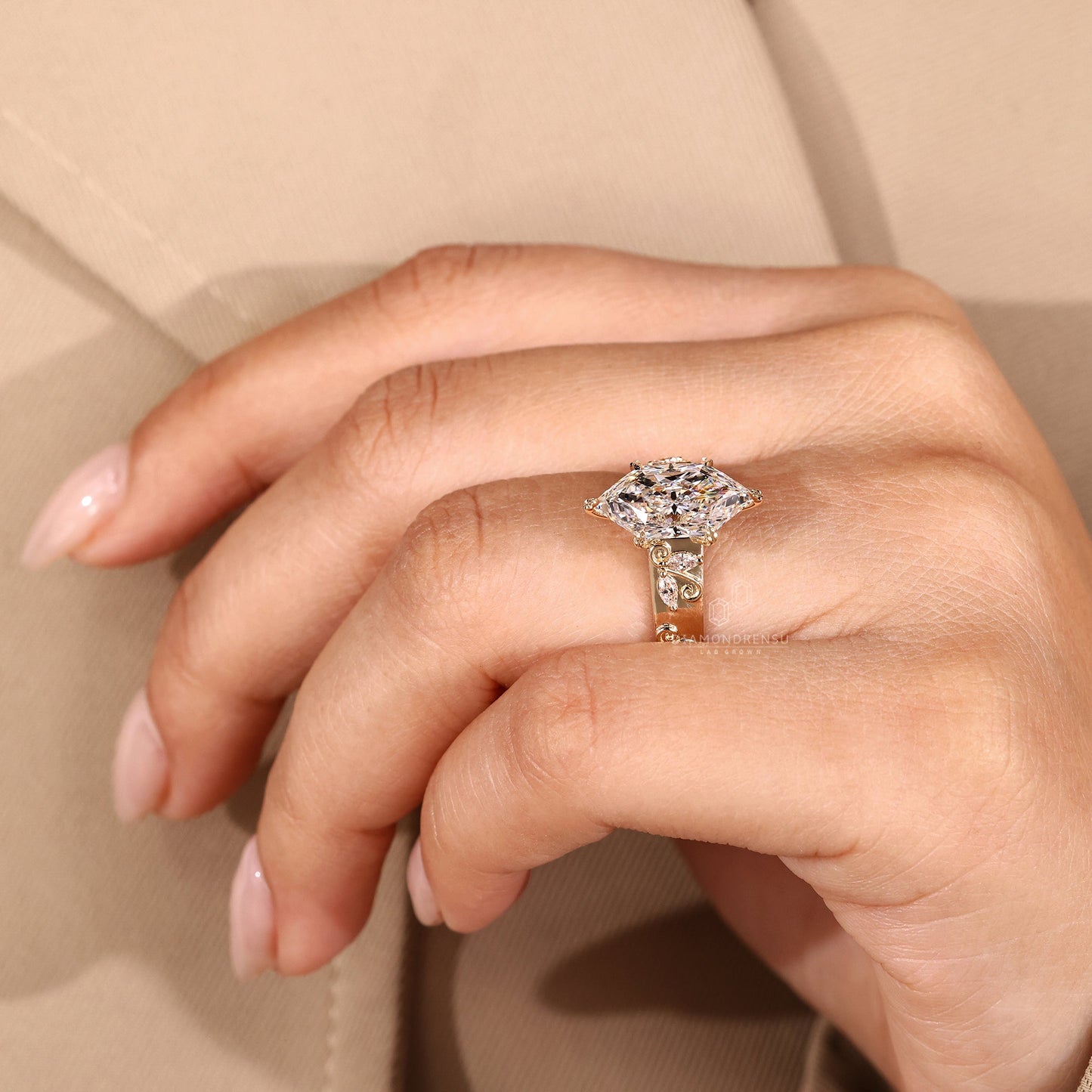 Art Deco Dutch Marquise Engagement Ring