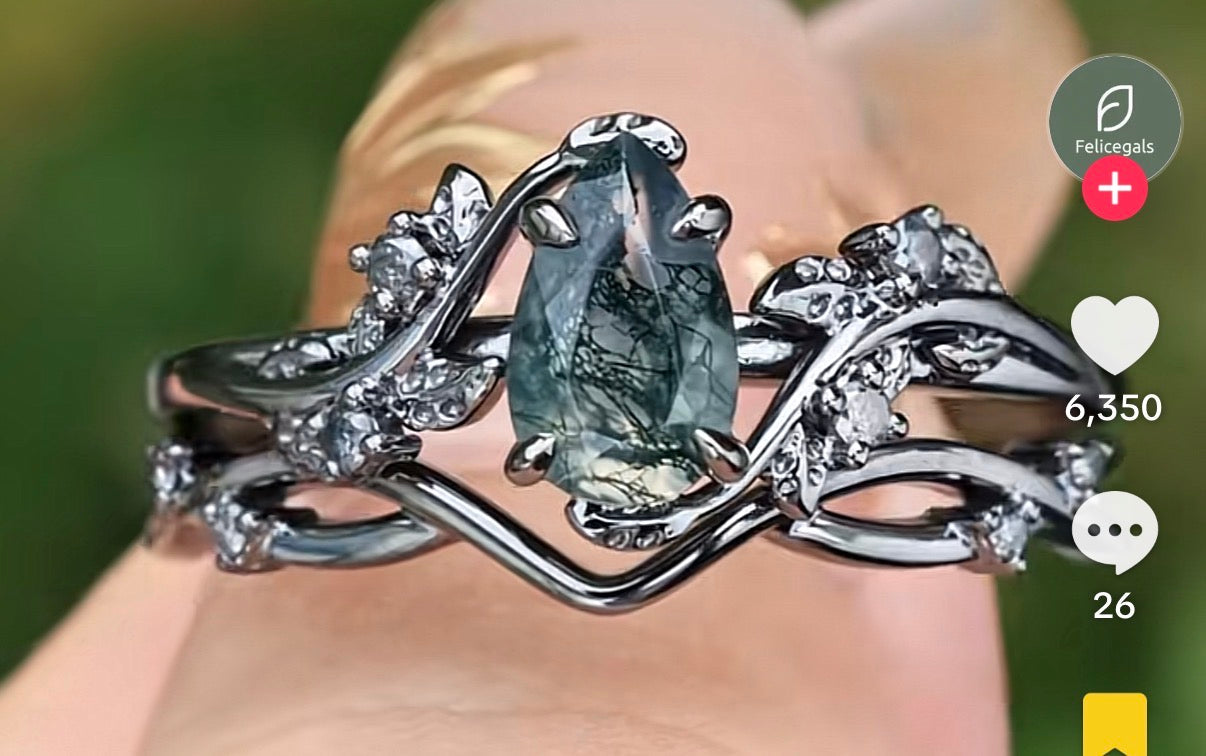 Custom order for Shannon Blake(2pc ring set, 18k white gold, ring size 6.5)