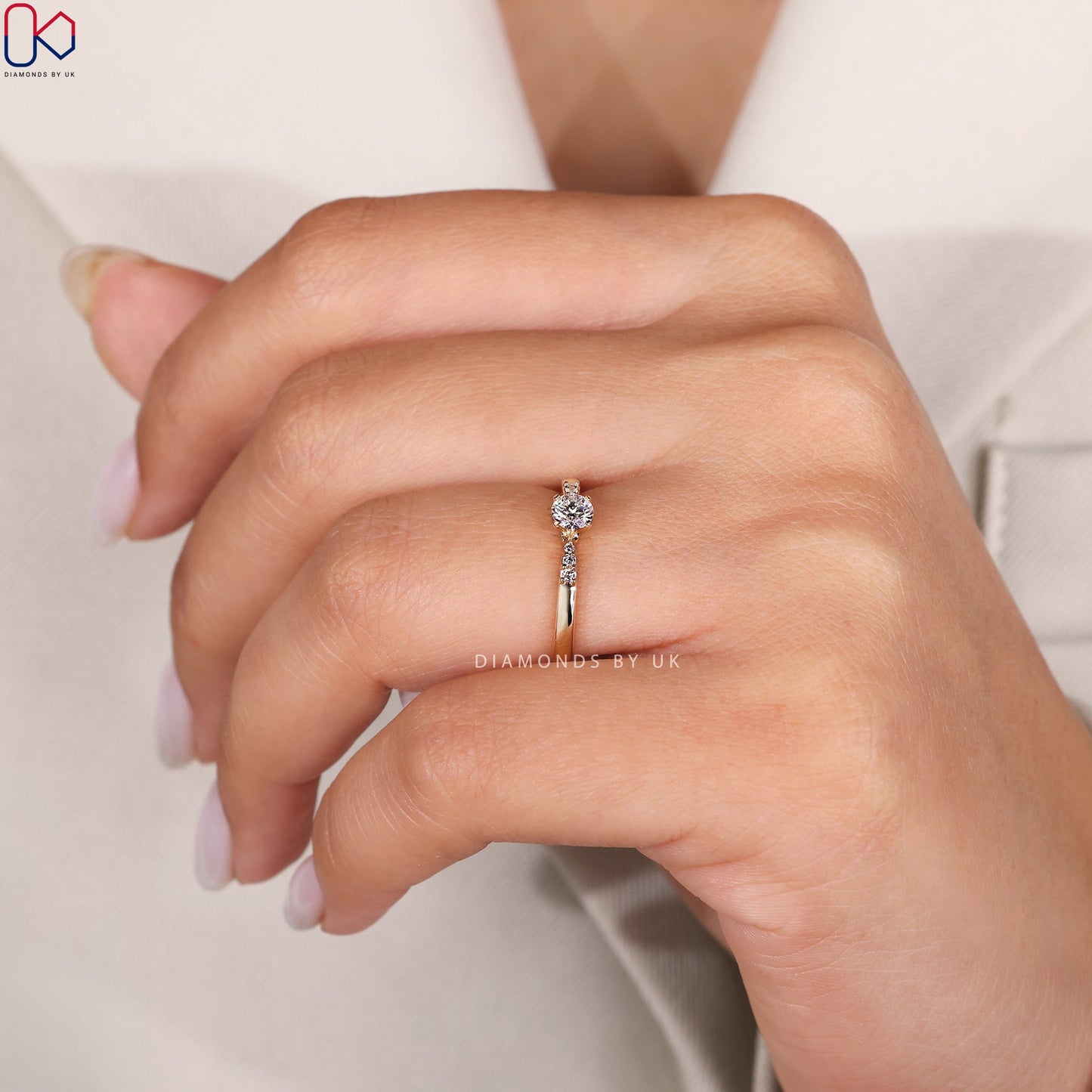 Round Cut Yellow Gold Diamond Ring