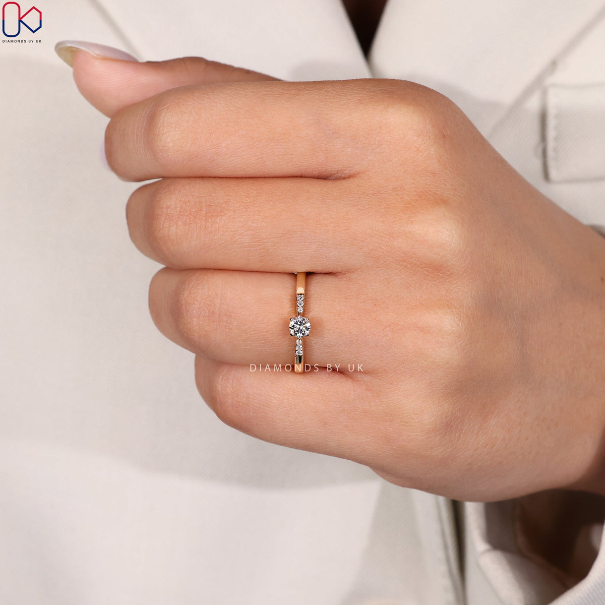 Round Cut Yellow Gold Diamond Ring
