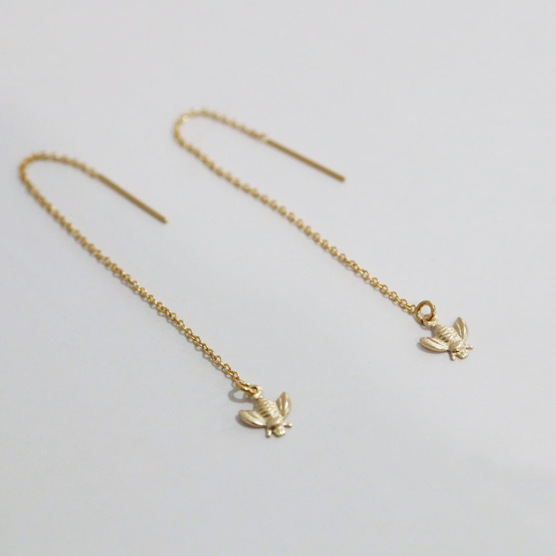 Bee Threader Earrings in 14 Karat Gold Fill