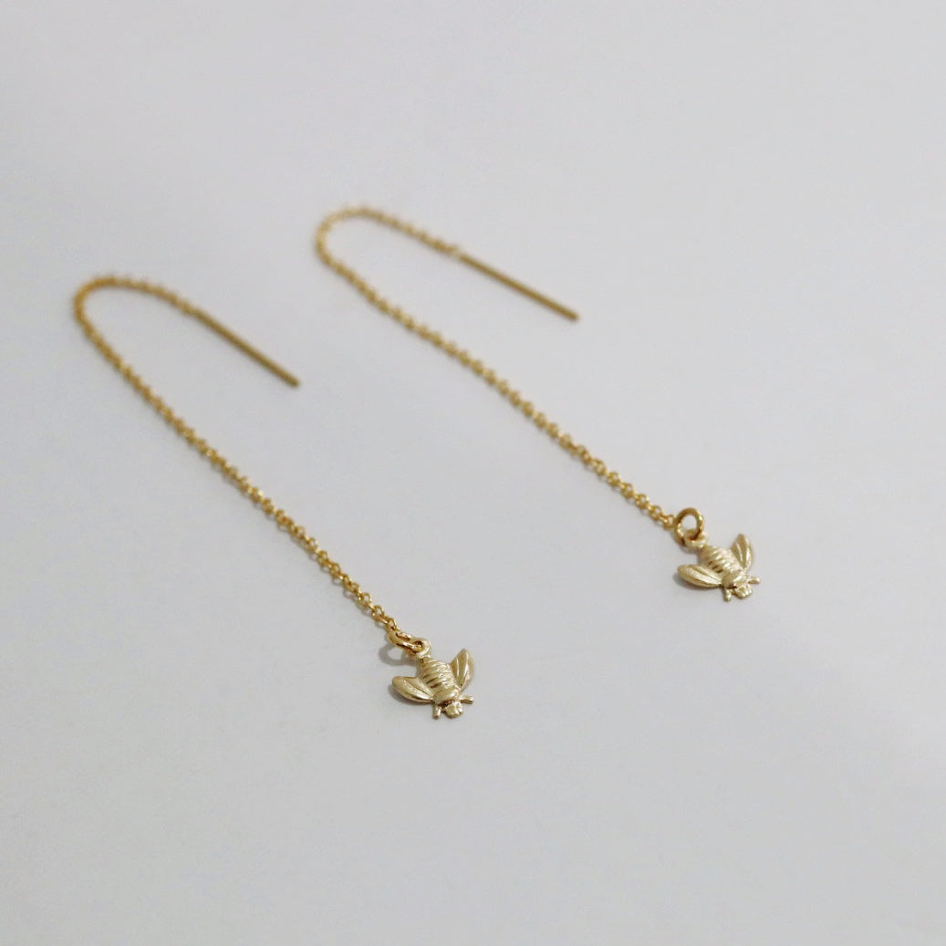 Bee Threader Earrings in 14 Karat Gold Fill