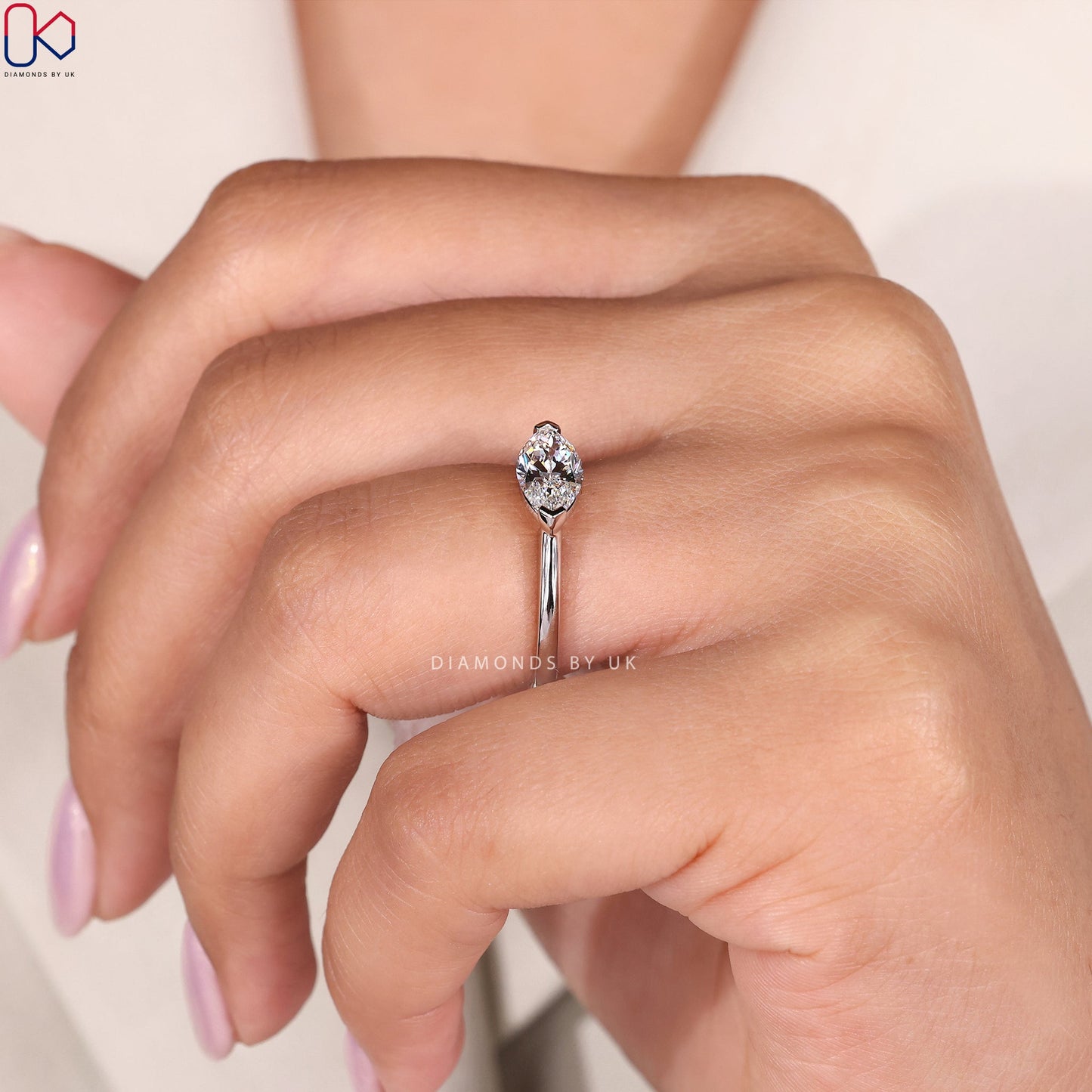 Marquise Cut East West Engagement Ring