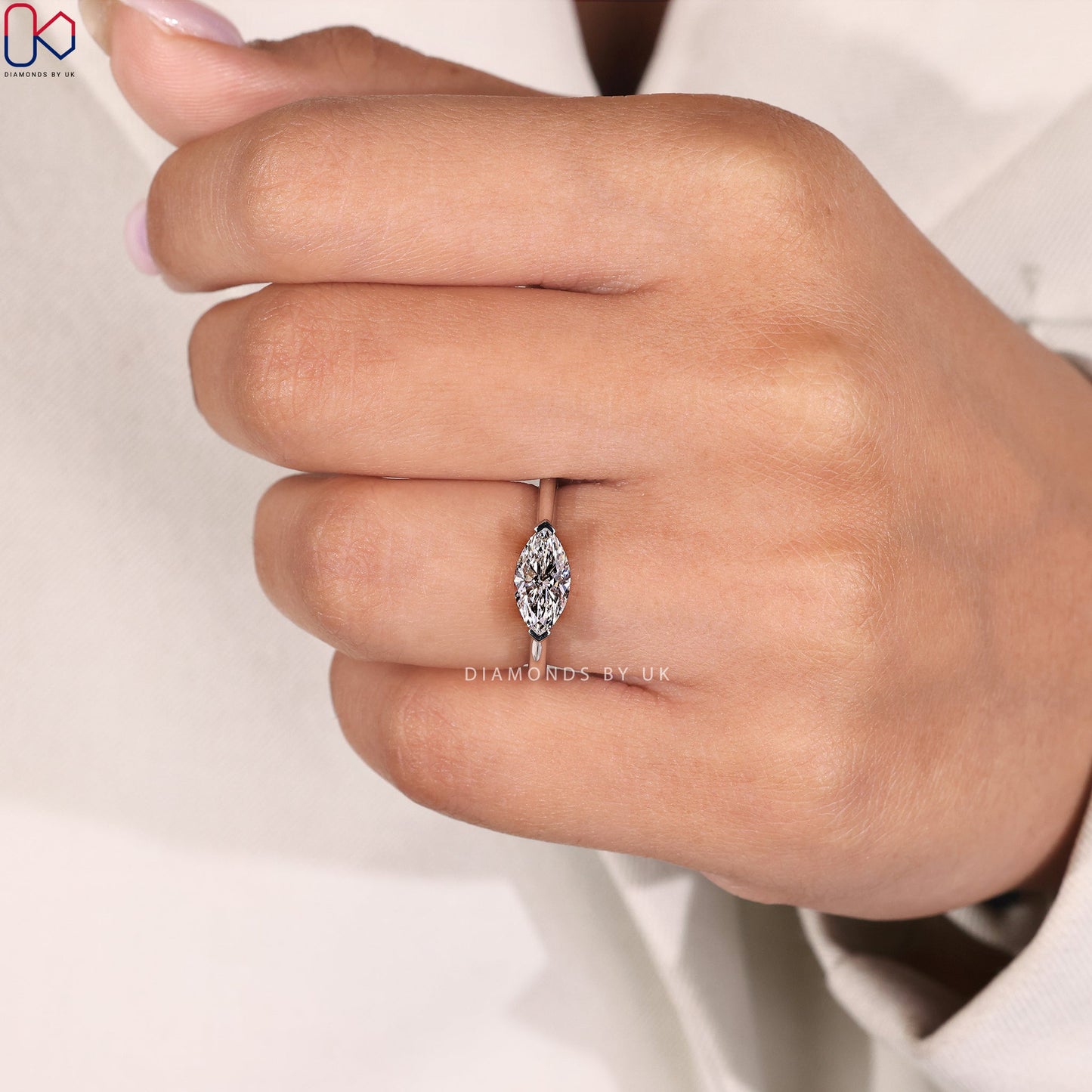 Marquise Cut East West Engagement Ring