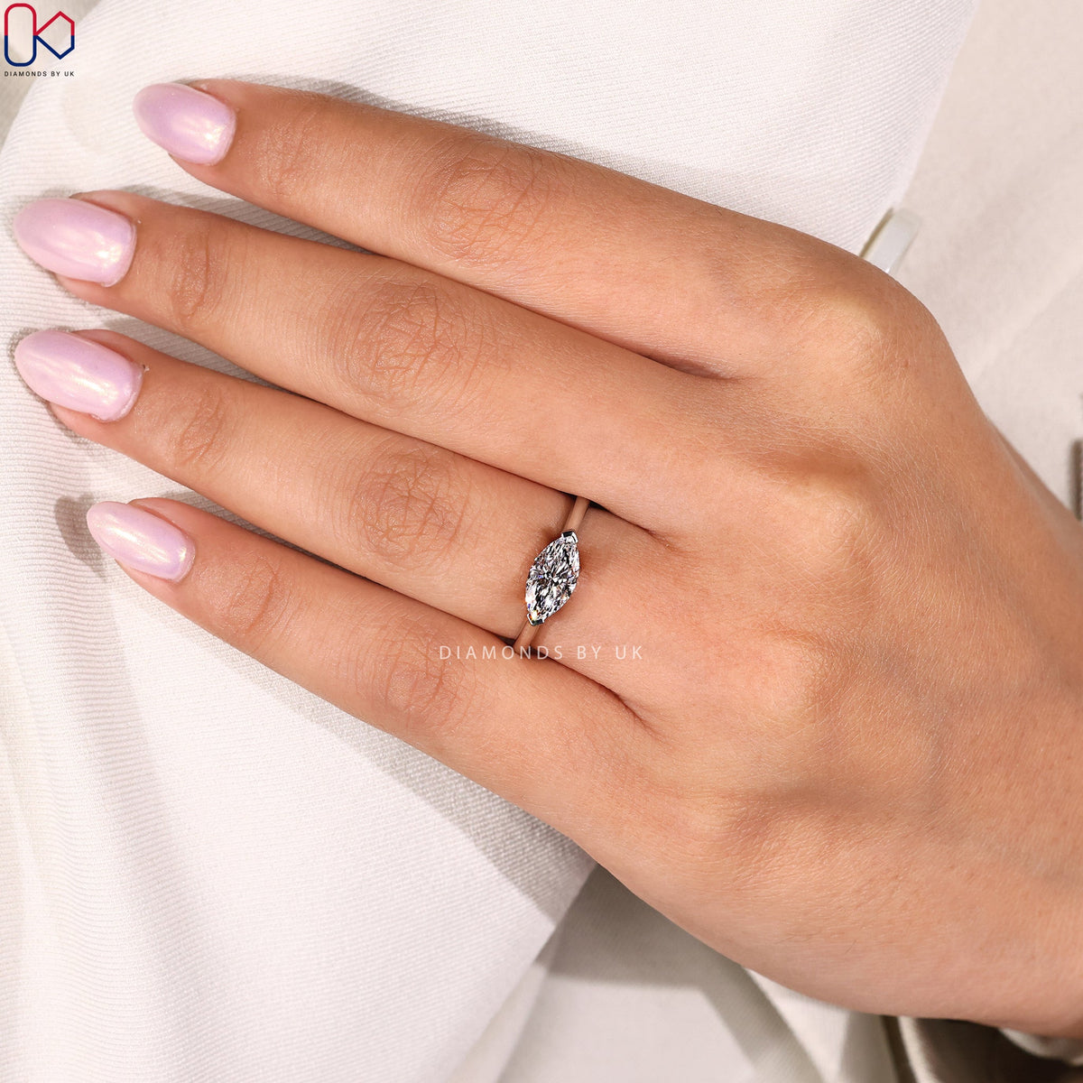 Marquise Cut East West Engagement Ring