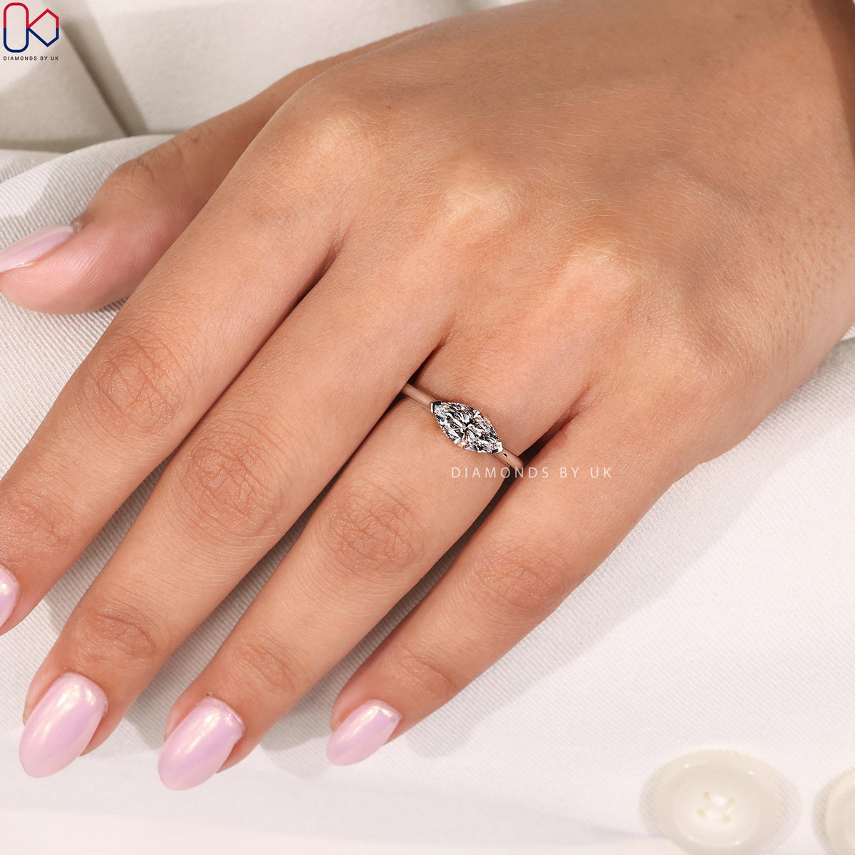East West Engagement Ring In Marquise Cut
