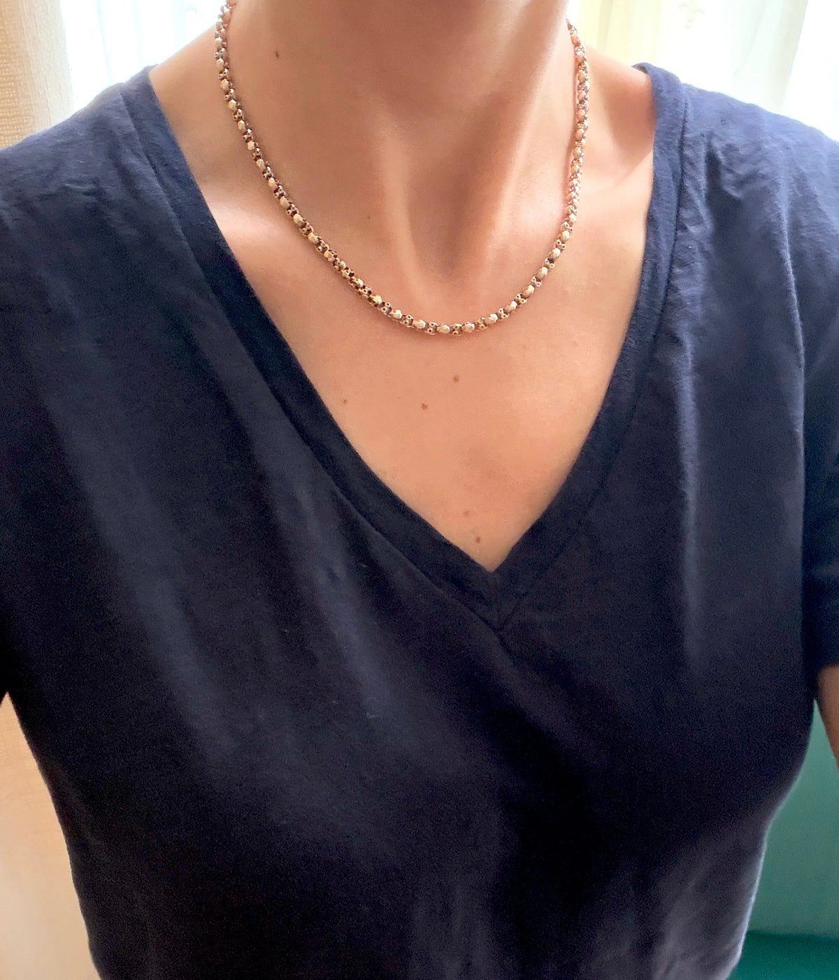Antique 9ct Gold Victorian Fancy Belcher Chain,  16 inches with spring ring (10.86g)