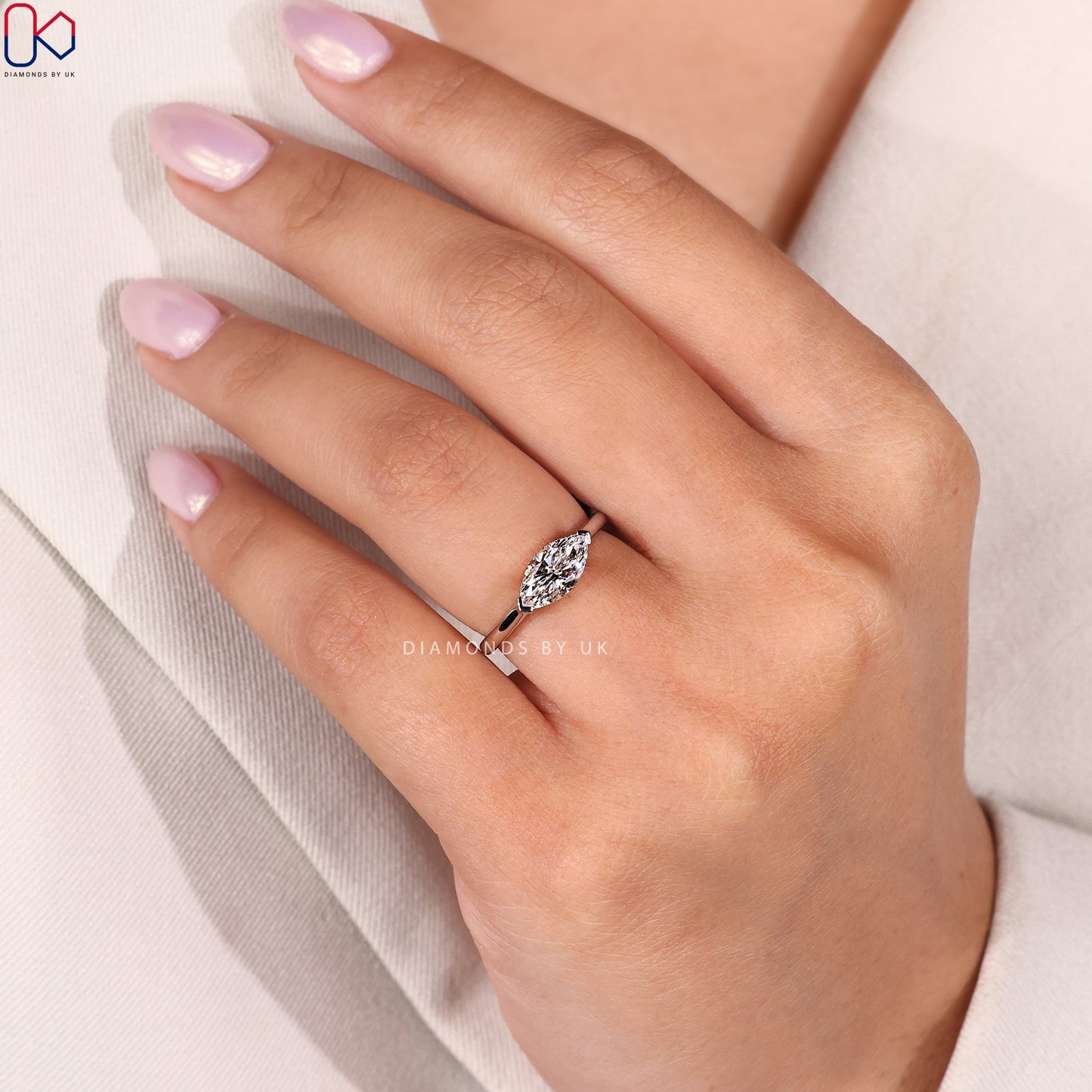 Marquise Cut East West Engagement Ring