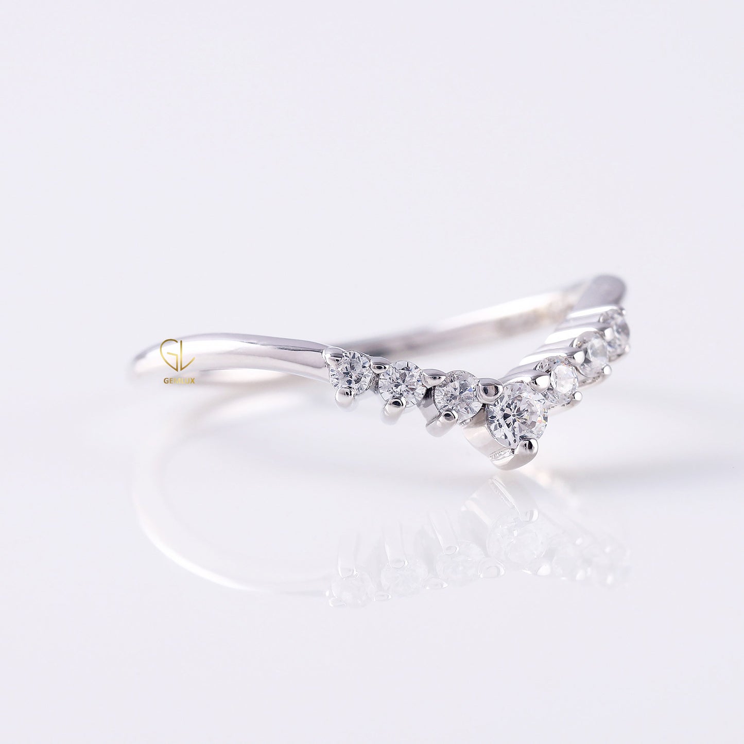 Seven Stone Lab Grown Curved Wedding Ring