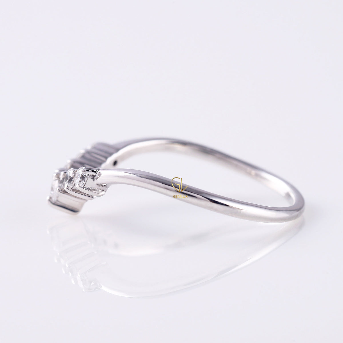Seven Stone Curved Moissanite Wishbone Ring