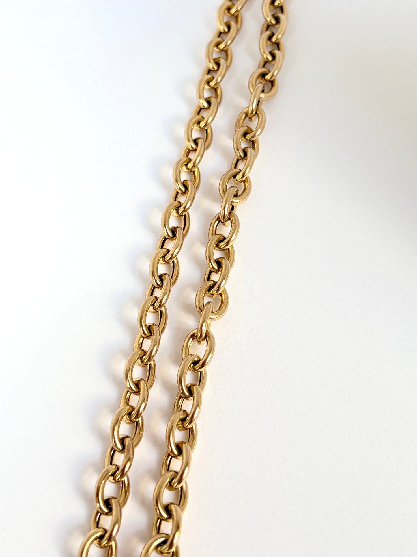 Classic, 18 inch, Vintage, Cable Link Chain with Toggle clasp and Puiffy Heart, 15.62g
