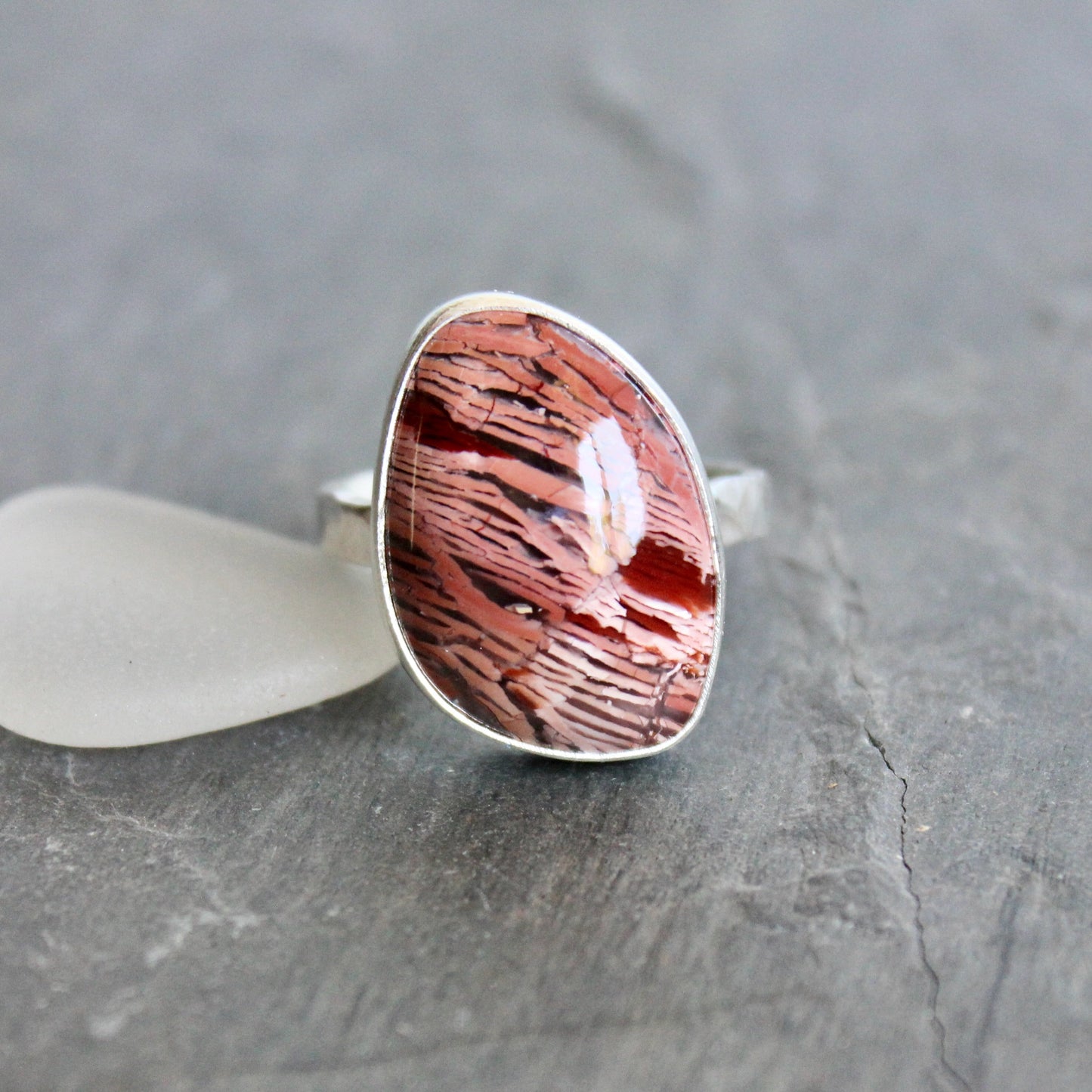 Nevada Rattlesnake Jasper Statement Ring Size 11.75 | Handmade Sterling Silver