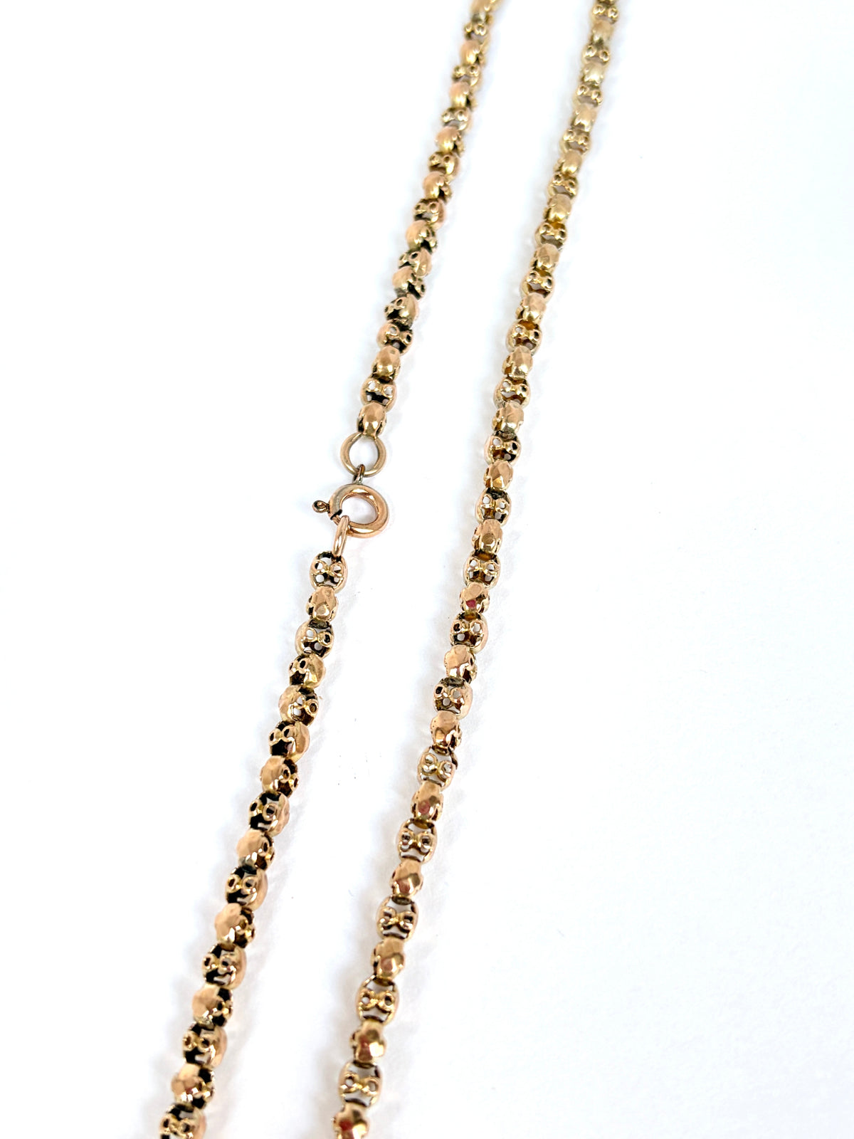 Antique 9ct Gold Victorian Fancy Belcher Chain,  16 inches with spring ring (10.86g)