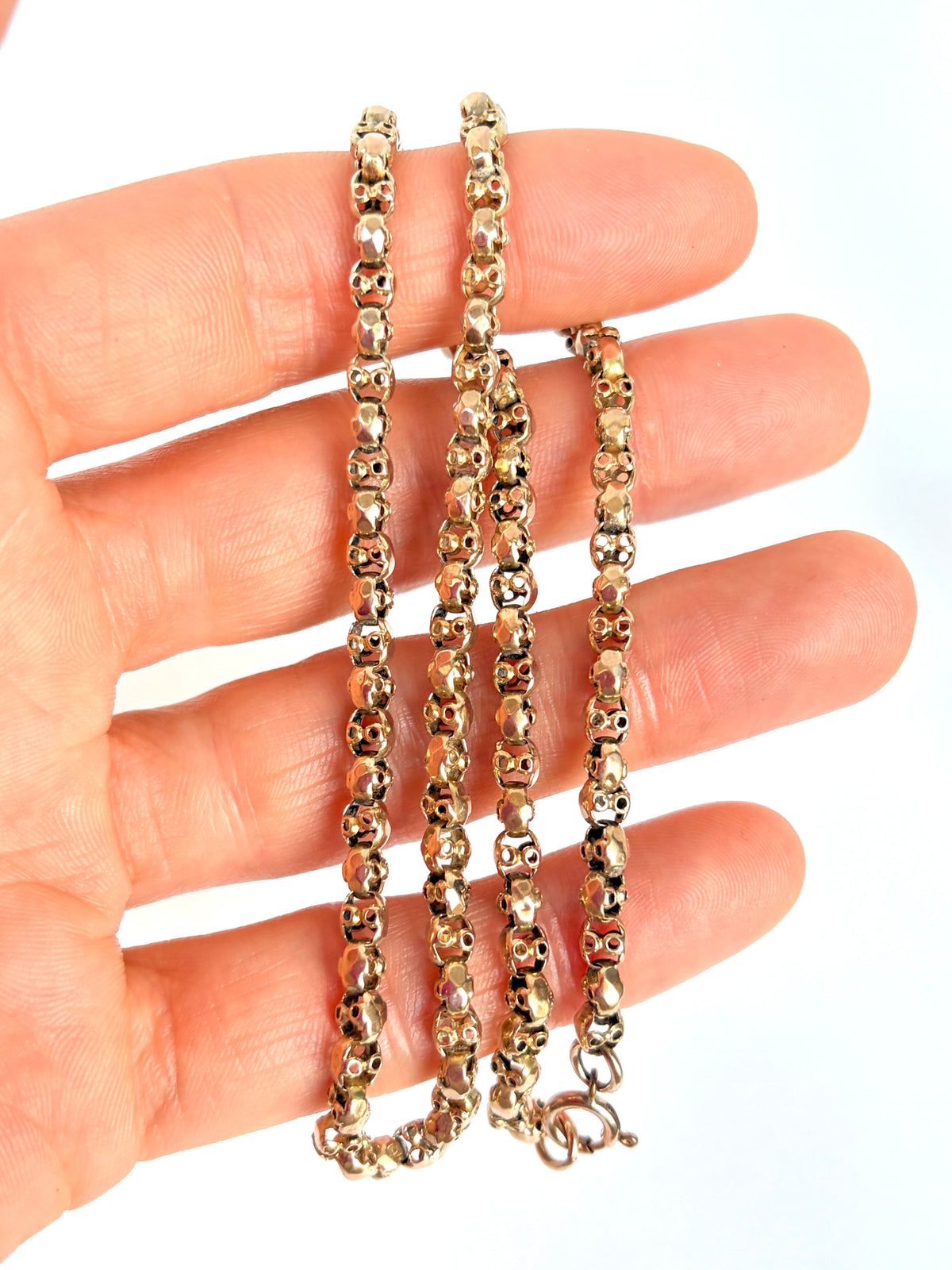Antique 9ct Gold Victorian Fancy Belcher Chain,  16 inches with spring ring (10.86g)