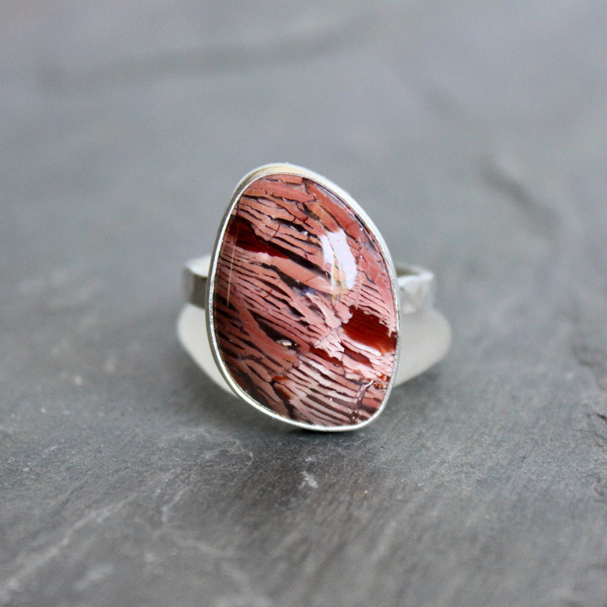 Nevada Rattlesnake Jasper Statement Ring Size 11.75 | Handmade Sterling Silver