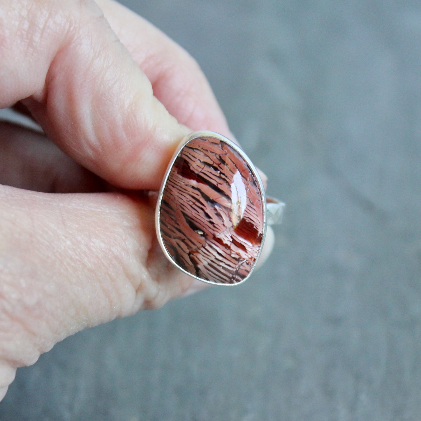 Nevada Rattlesnake Jasper Statement Ring Size 11.75 | Handmade Sterling Silver