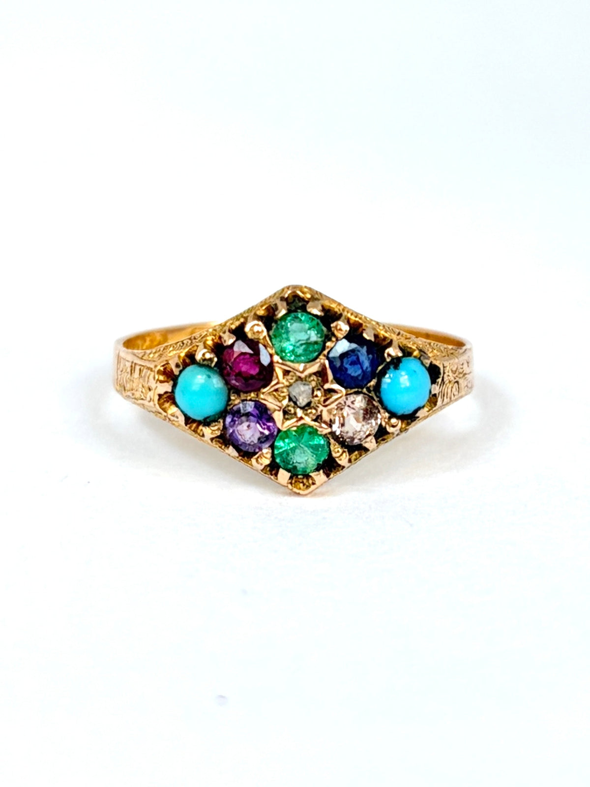 Antique, 15ct Gold, Dearest Acrostic Multi-Gem Ring, Hallmarked 1921