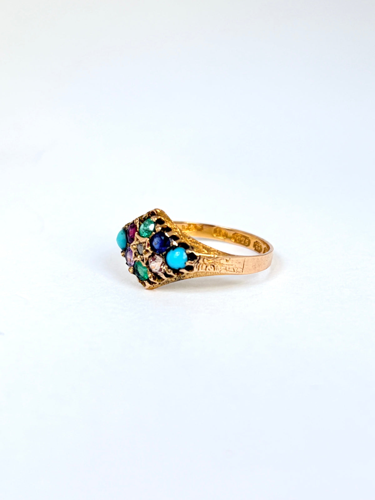 Antique, 15ct Gold, Dearest Acrostic Multi-Gem Ring, Hallmarked 1921