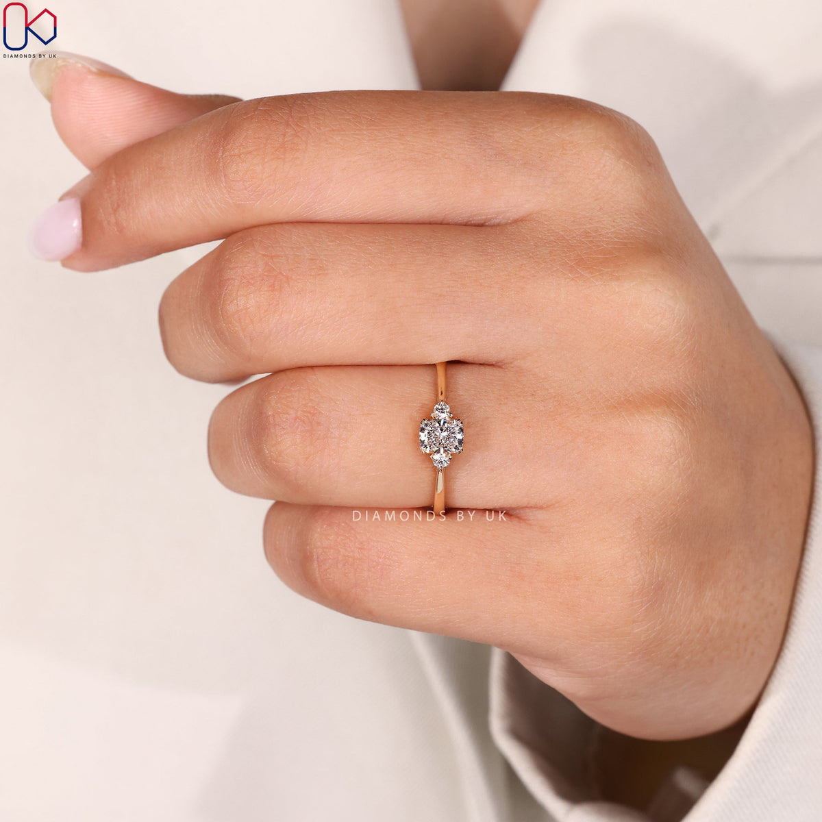 3 Stone Cushion Cut Engagement Ring