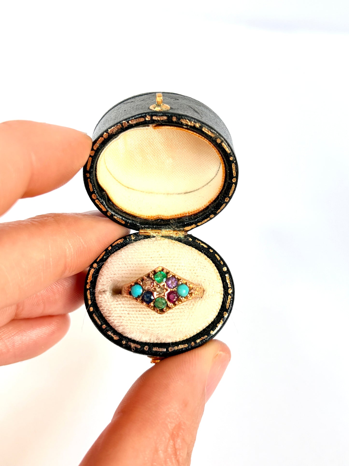 Antique, 15ct Gold, Dearest Acrostic Multi-Gem Ring, Hallmarked 1921