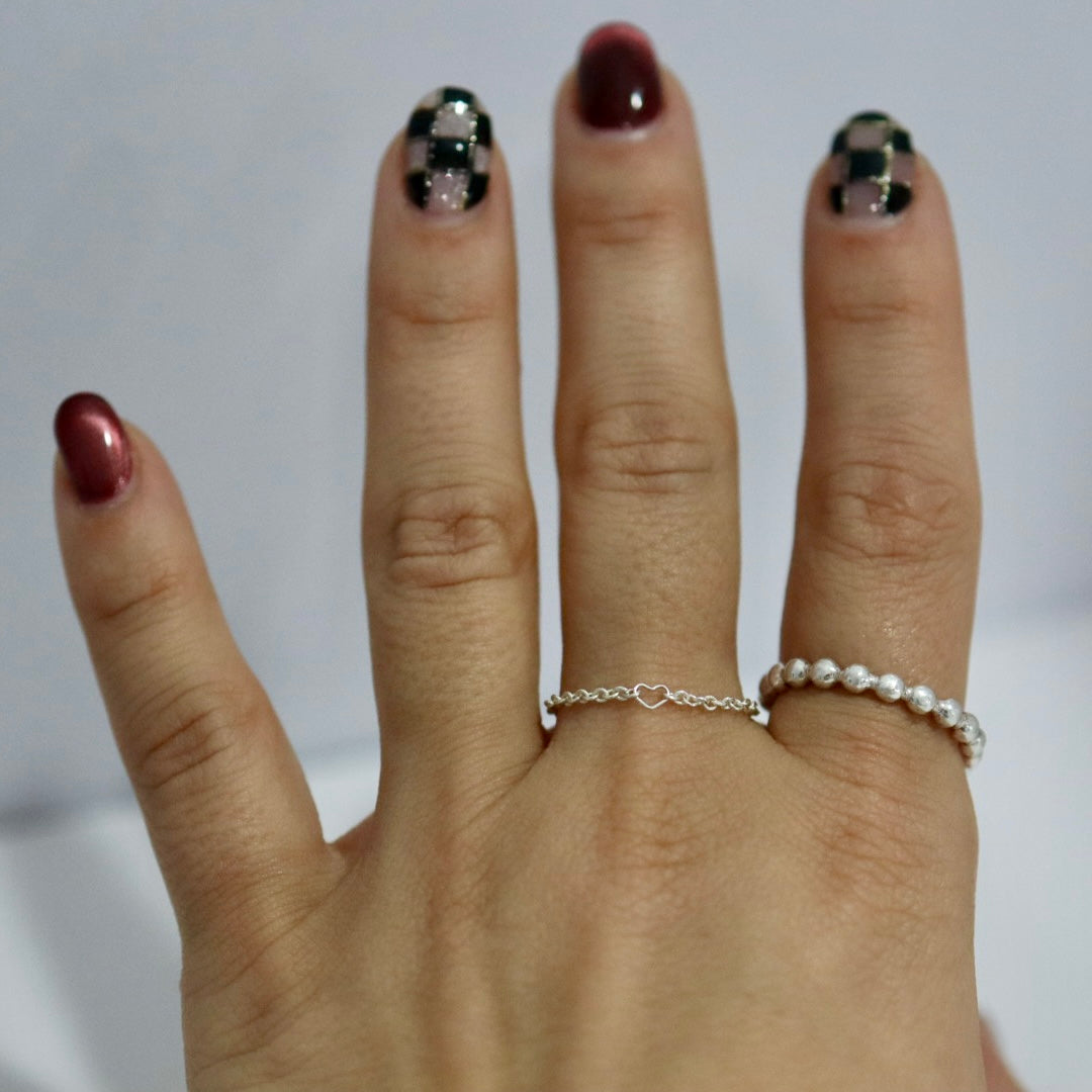 Heart Chain Ring - Choose Your Metal